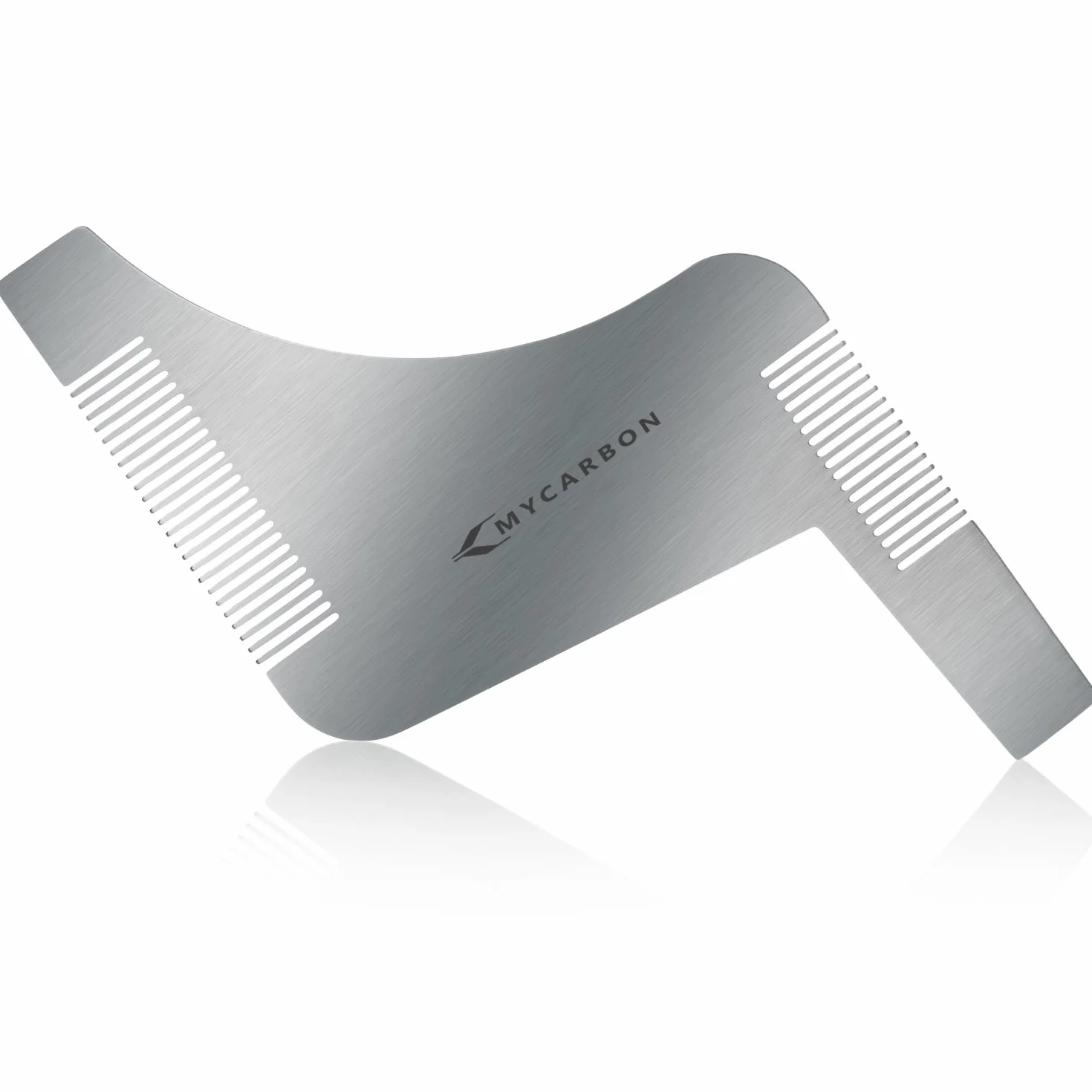 MYCARBON Pettine Barba Forma Uomo in Acciaio Inossidabile Disegno Z per Styling Taglio Barba Pettine da Barba Modellante Portatile