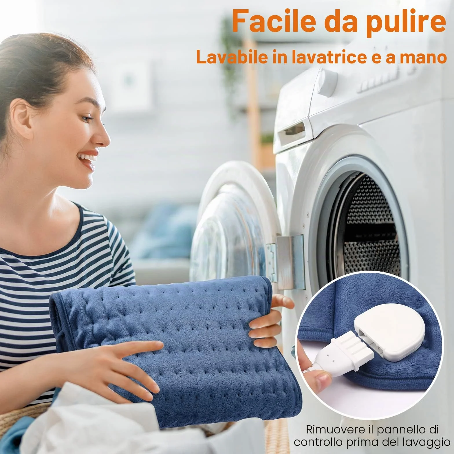 Termoforo Elettrico OneAmg 126x30cm Termoforo Lombare con 6 Livelli di Temperatura e Spegnimento Automatico Riscaldamento Rapido Lavabile Cuscino Termico Elettrico Per Schiena Spalle Addome Blu