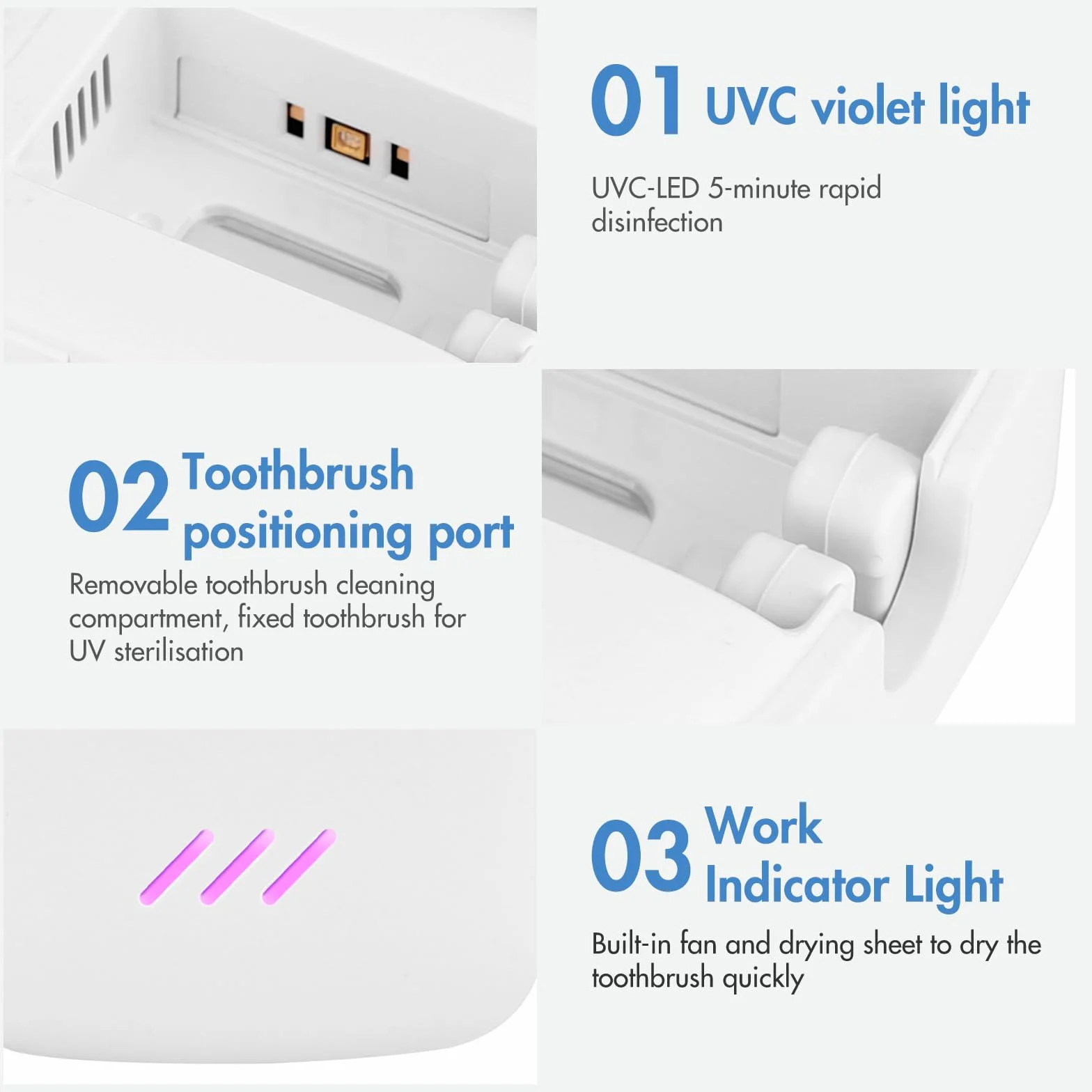 Custodia disinfettante per spazzolino da denti UV, mini disinfettante portatile con riscaldamento a asciugatrice, copertura ricaricabile per spazzolino da denti con asciugatura a ventola, scatola