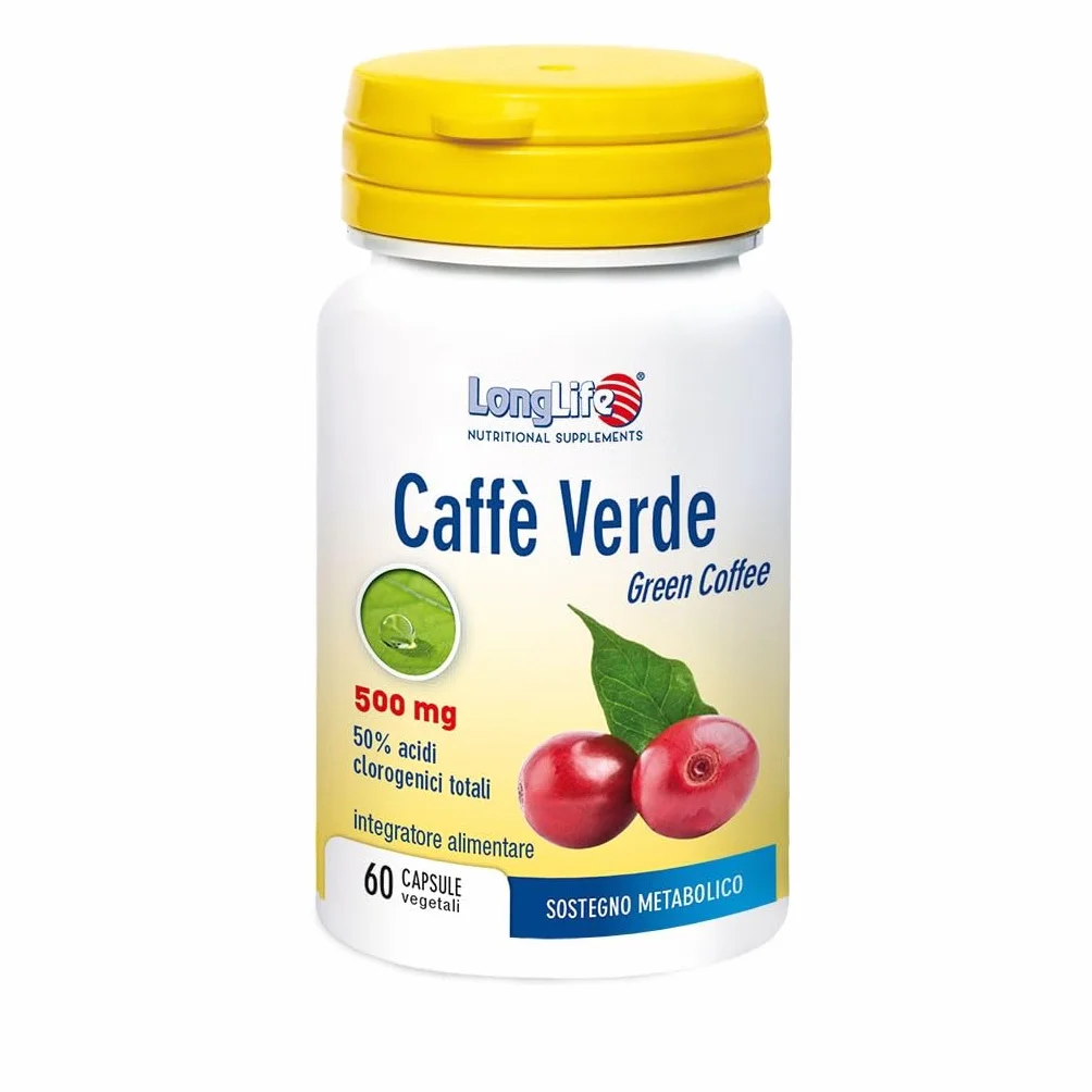 LongLife Caffè Verde Estratto 50% Acido Clorogenico Sostegno Metabolico Vegano Senza Glutine