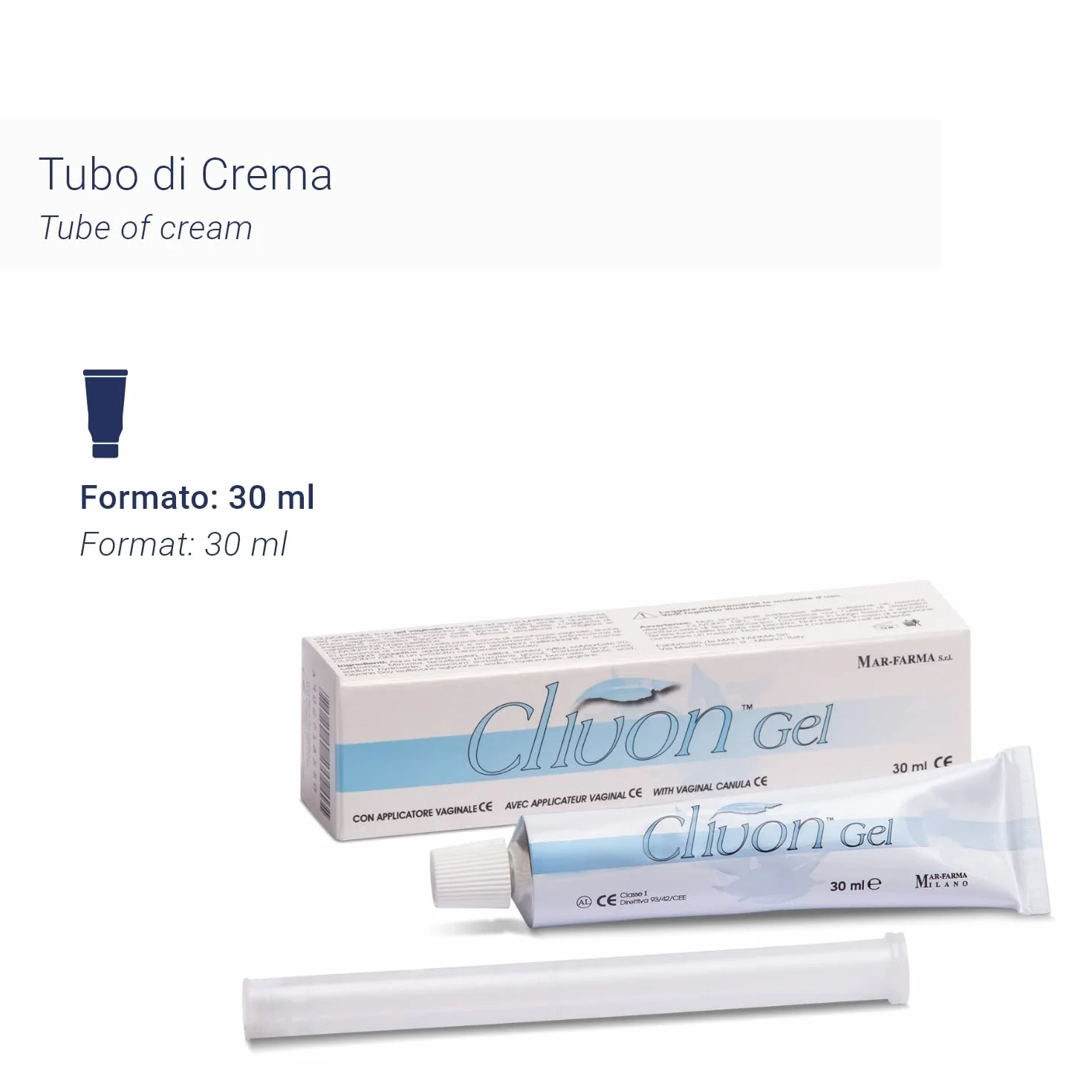 Clivon Gel - Gel Vaginale Utile in caso di Secchezza Vaginale - Proprietà Lenitive e Umettanti - Tubo da 30 ml, con Applicatore Incluso