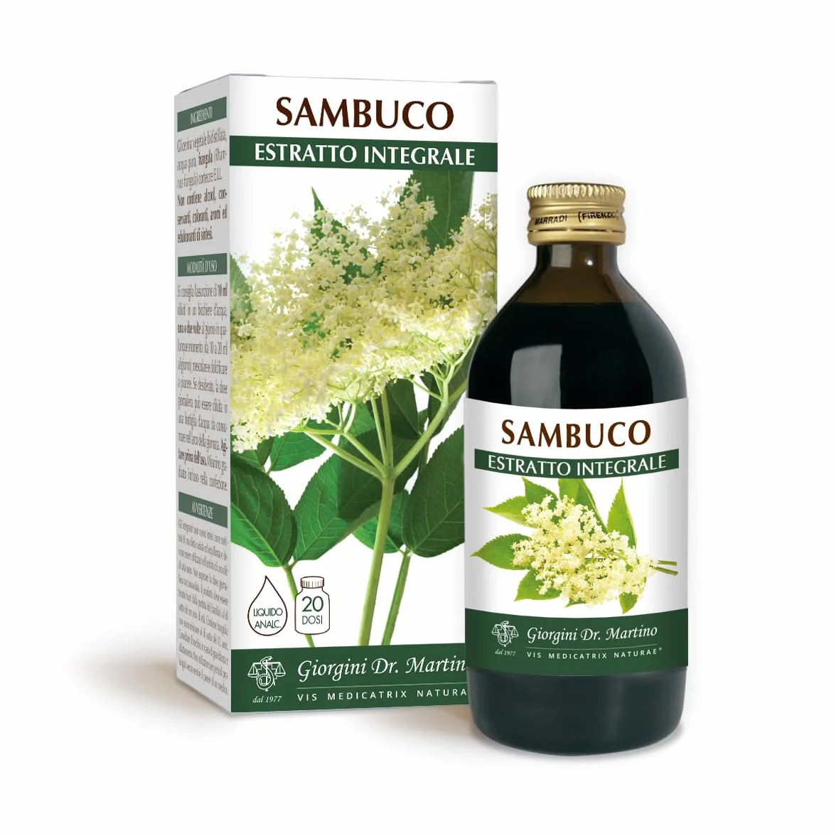 Dr Giorgini Integratore Alimentare, Sambuco Fiori Estratto Integrale Liquido Analcoolico - 200 ml