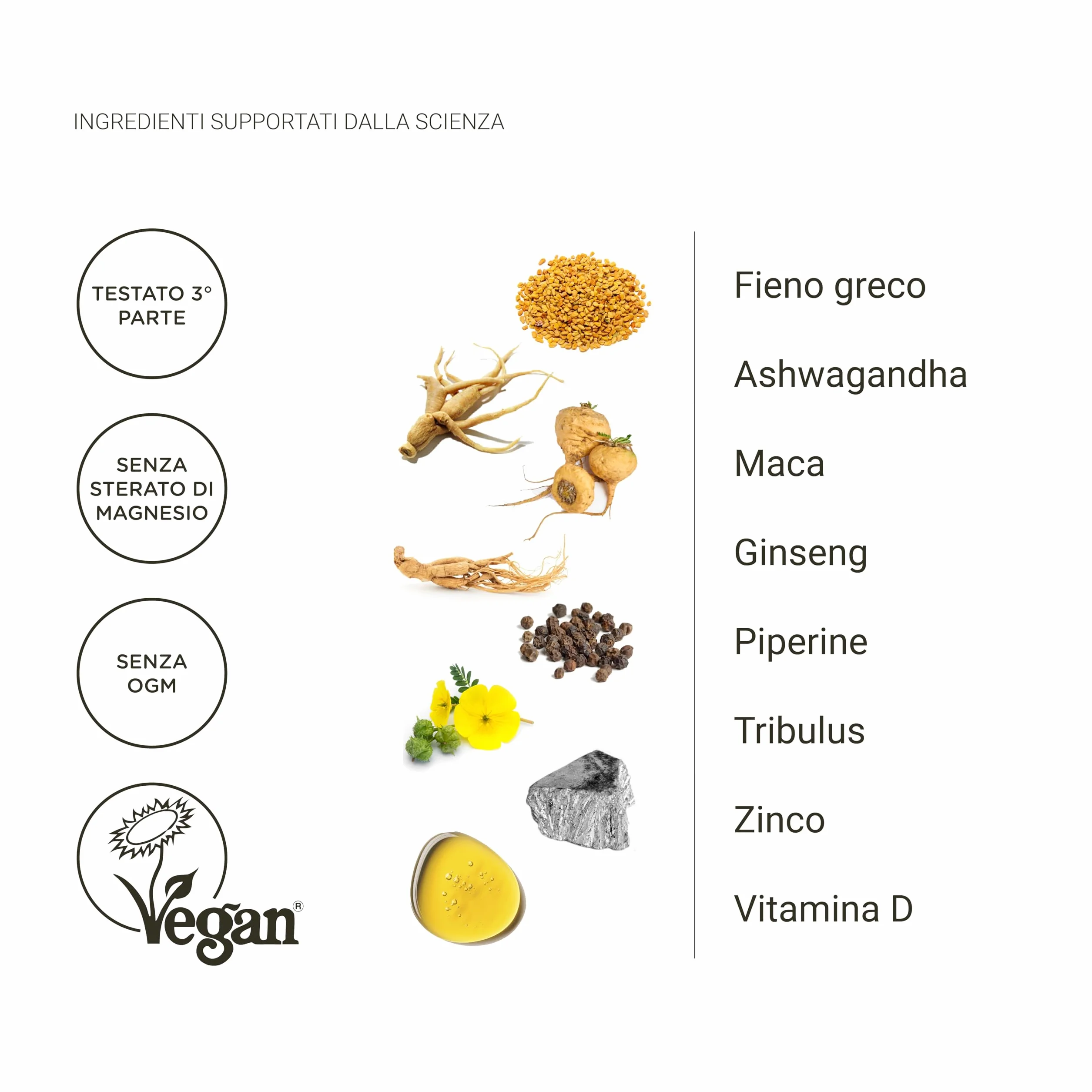 Testo-One® 120 capsule Maca Tribulus Terrestris Ashwagandha Ginseng Fenogreco Zinco