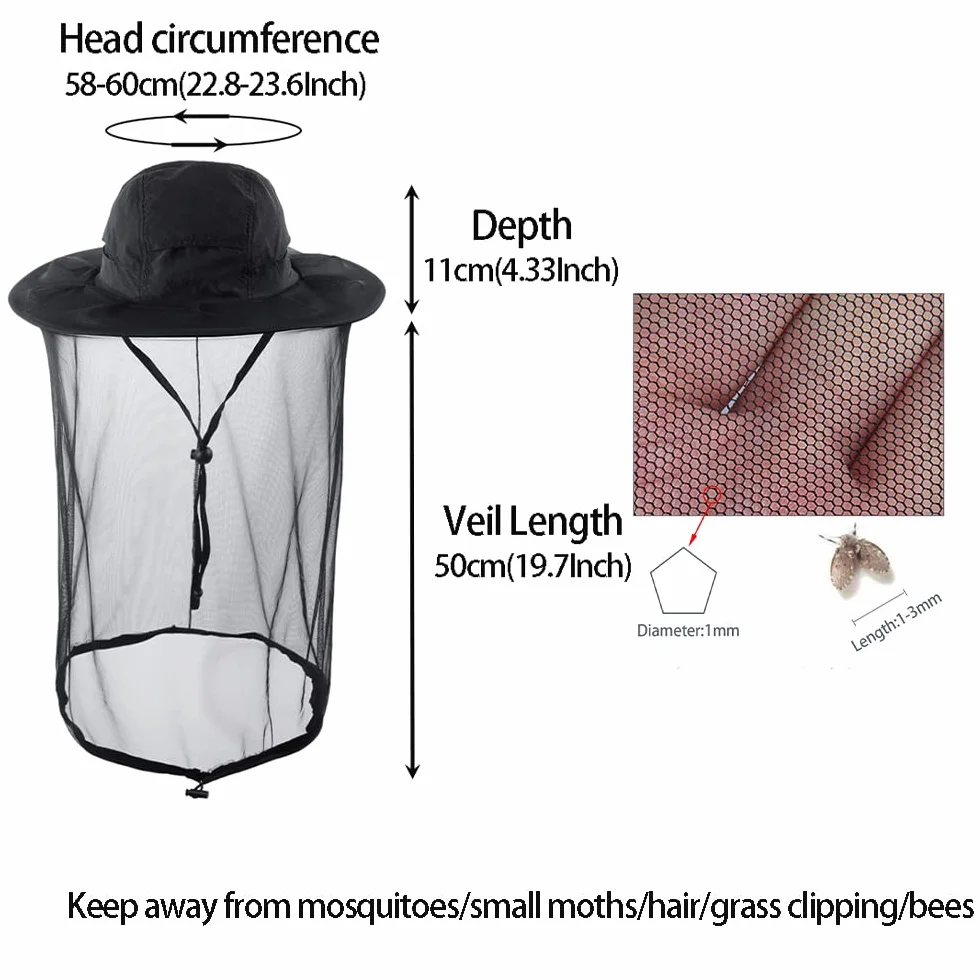 Cappello di zanzariera con rete per apicoltura, escursionismo e giardinaggio