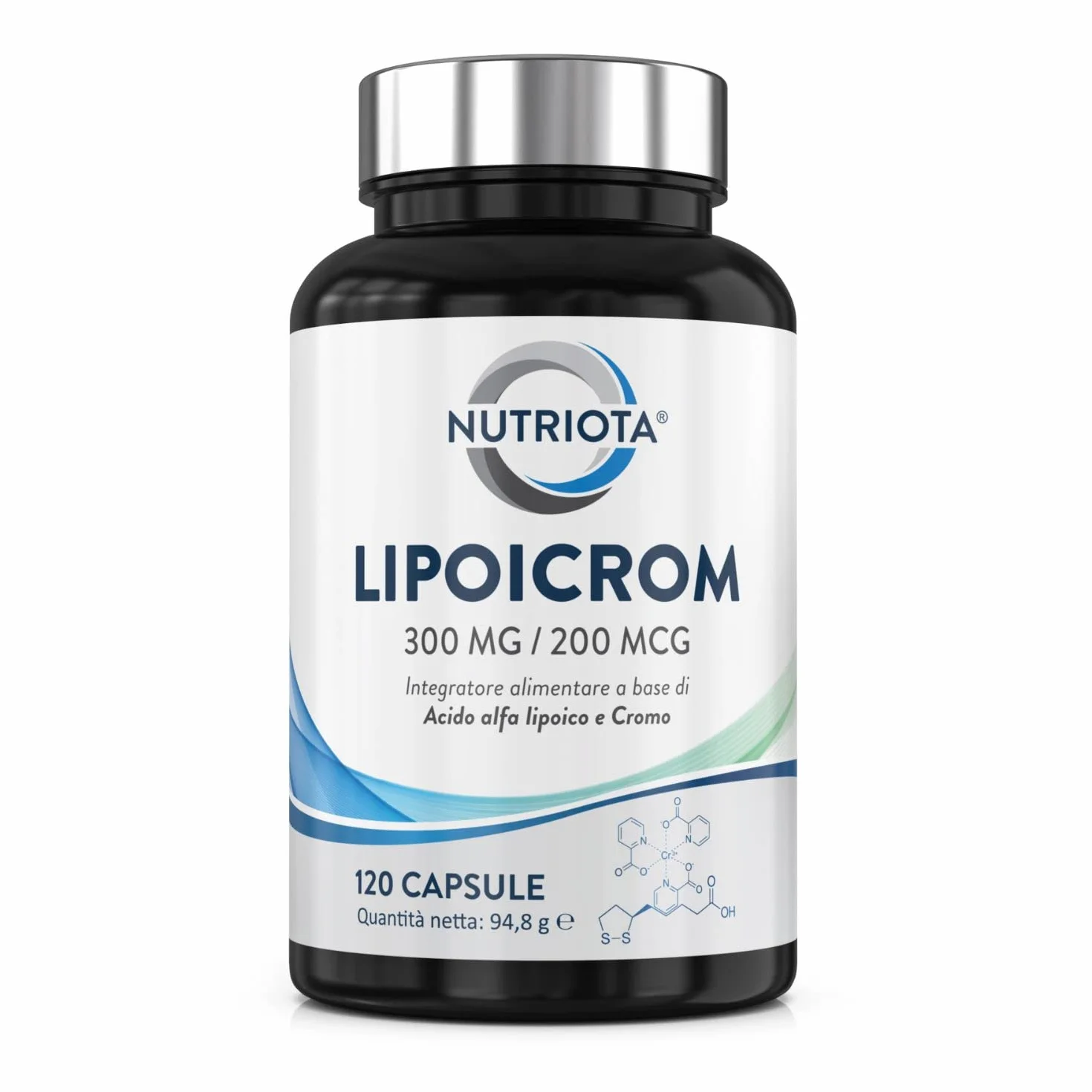 Nutriota Acido alfa lipoico 300 mg con cromo picolinato 200 mcg 120 capsule integratore alimentare