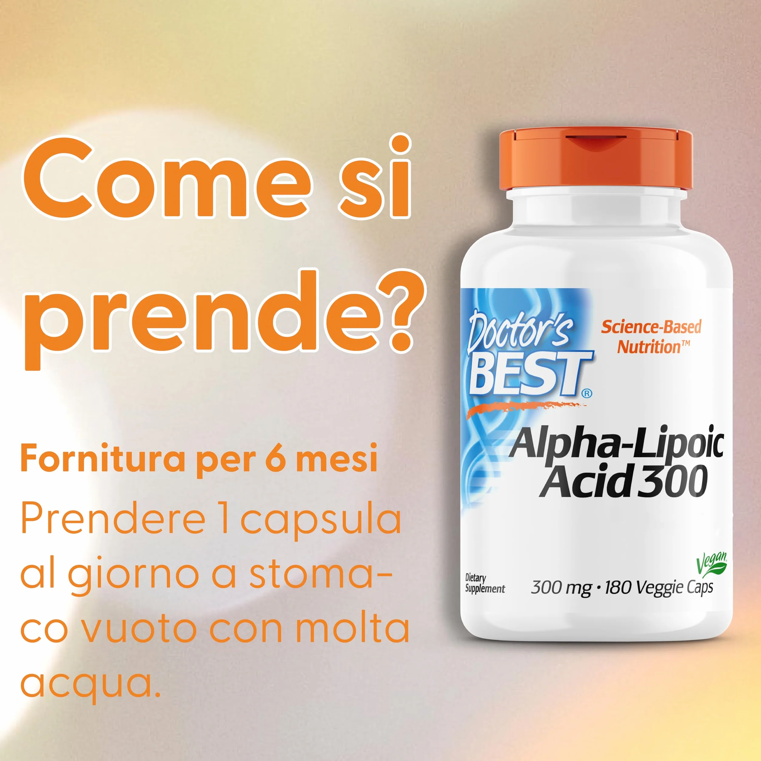Doctor's Best Alpha-Lipoic Acid 300mg 180 Capsules Vegane Non GMO Gluten Free Soy Free