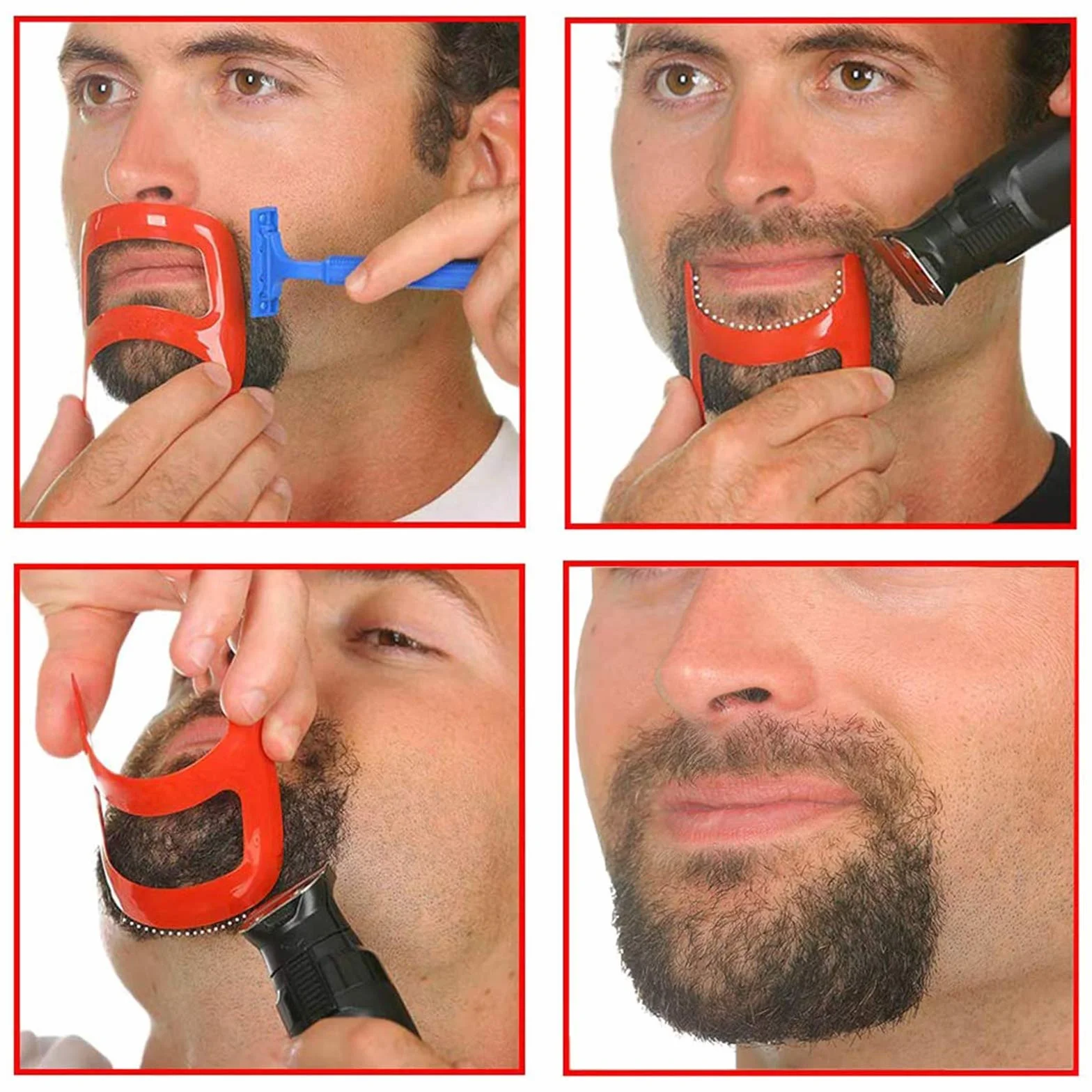 Strumento per modellare Forma Della Barba 4 Pezzi, Sagoma Pizzetto Uomo Pettine Portatile