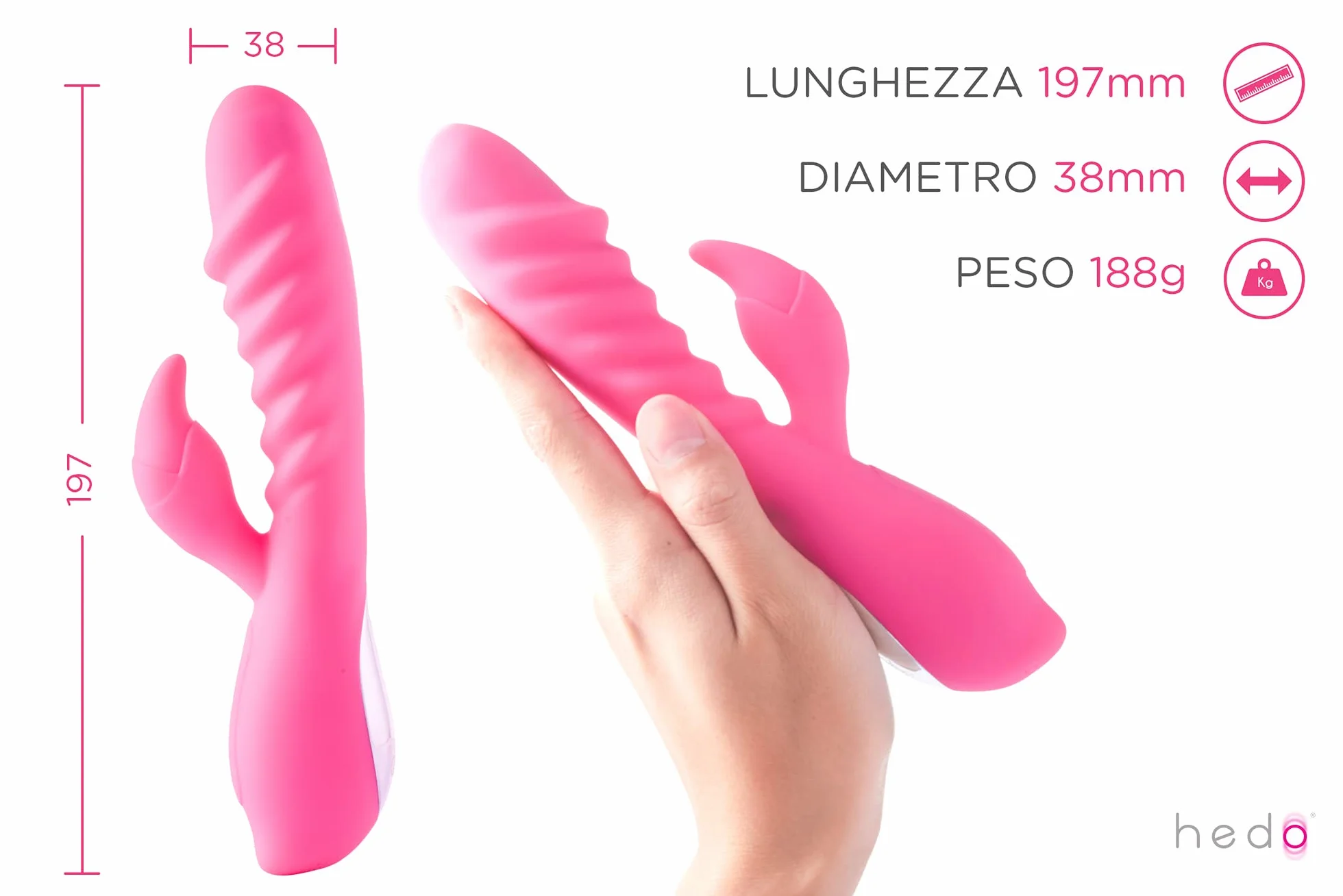 HEDO M4 | Vibratore sessuale per donna | Funzione calore | Stimolatore clitorideo e punto G | Dido vibrante | Privo di PVC e ftalati | Vibratorepunto squirt | Massaggiatore rabbit