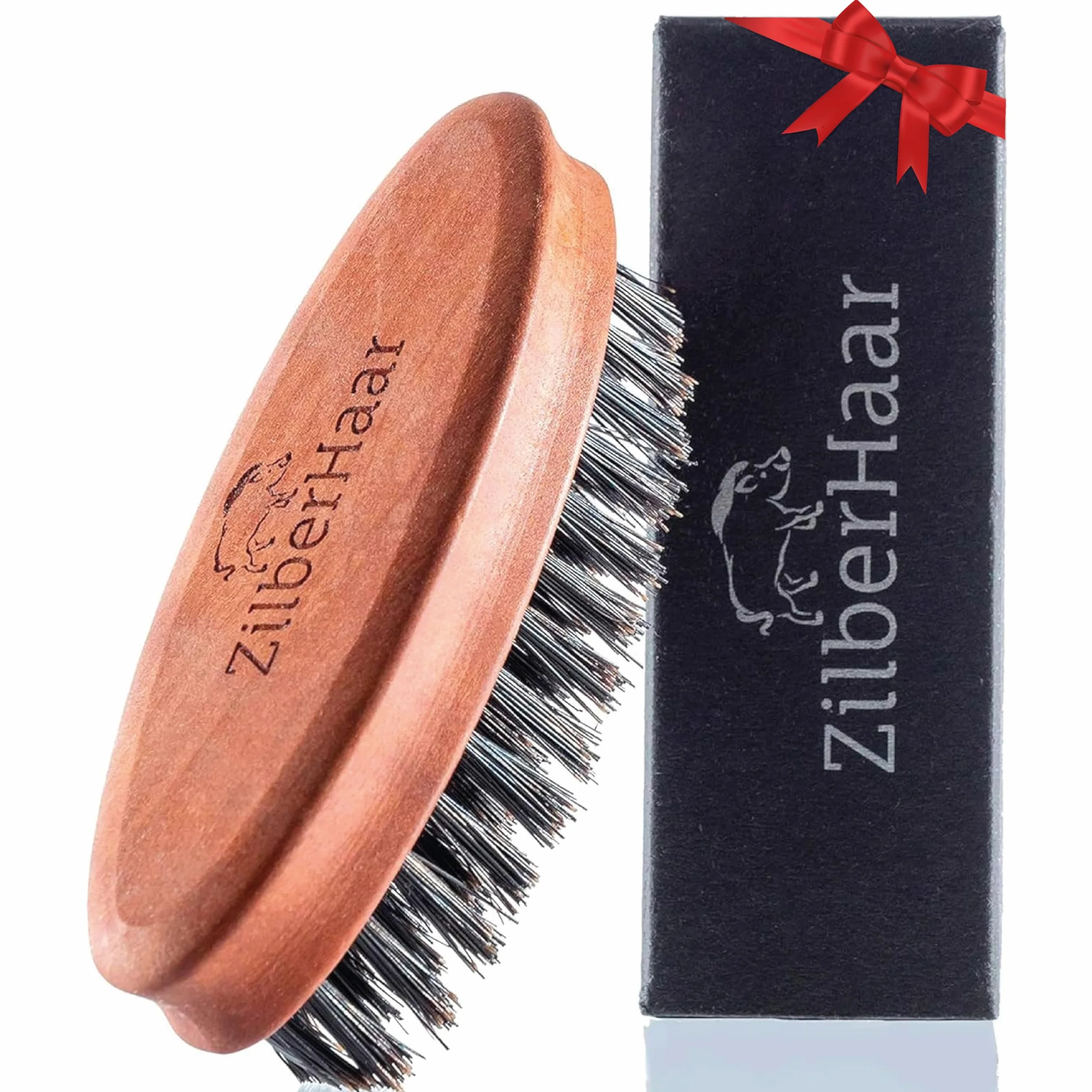 Boar Bristle Pocket Beard Brush by Zilberhaar - Firm Bristle Small Brush - Perfect Grooming Tool for Any Beard or Moustache - Works For Any Beard - Made In Germany by ZilberHaar