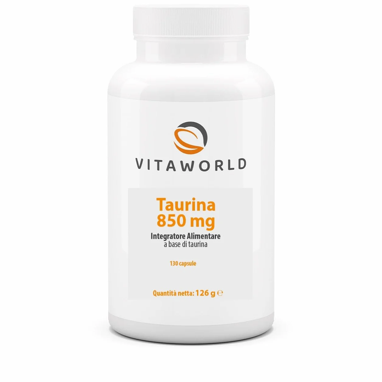Vita World Taurina 850mg 130 Capsule Vegano, Il naturale creatore di forma del corpo - la taurina - 4 mesi di anticipo, Made in Germany