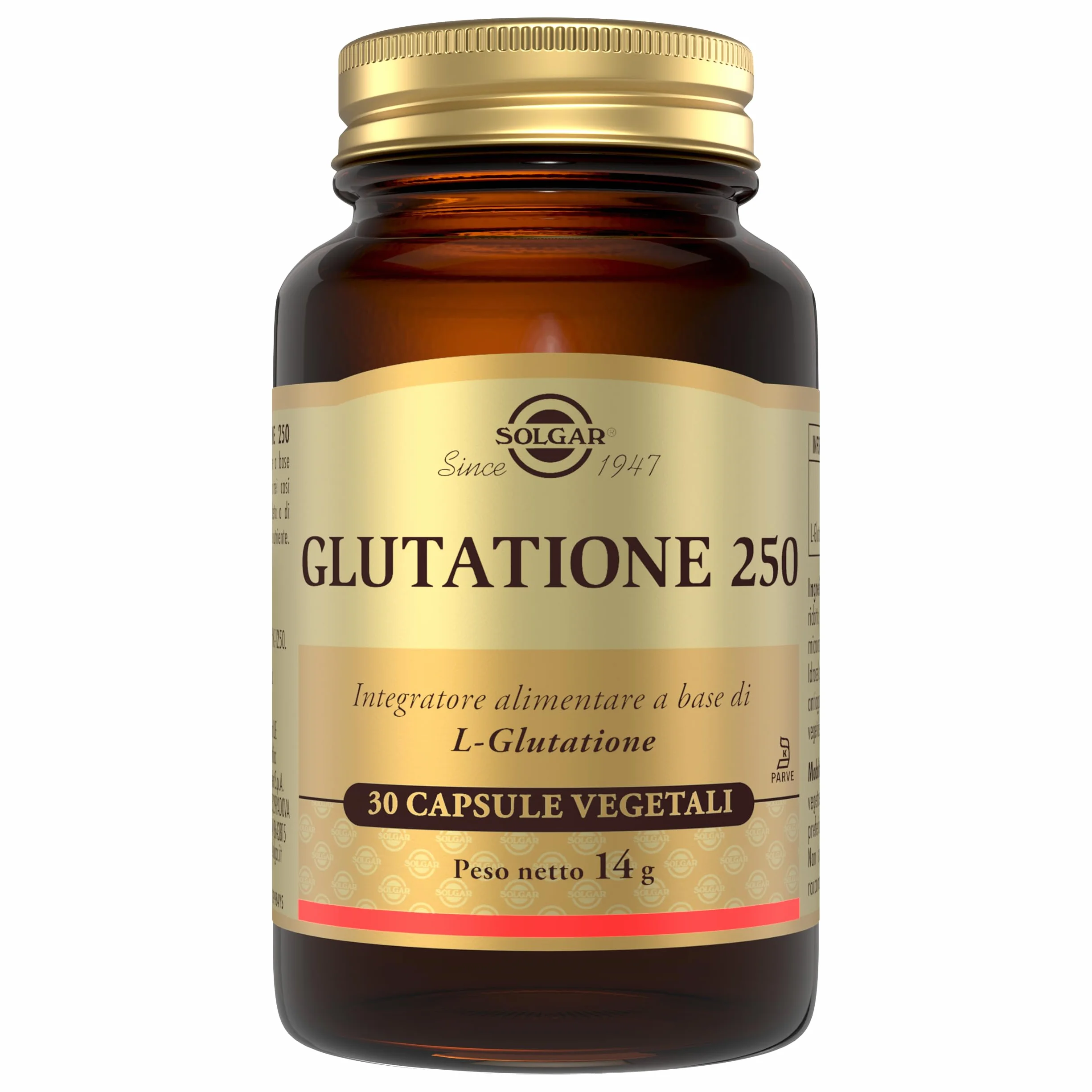 Solgar GLUTATIONE 250, 30 capsule vegetali – L‑Glutatione (GSH) 250 mg – equilibrio redox