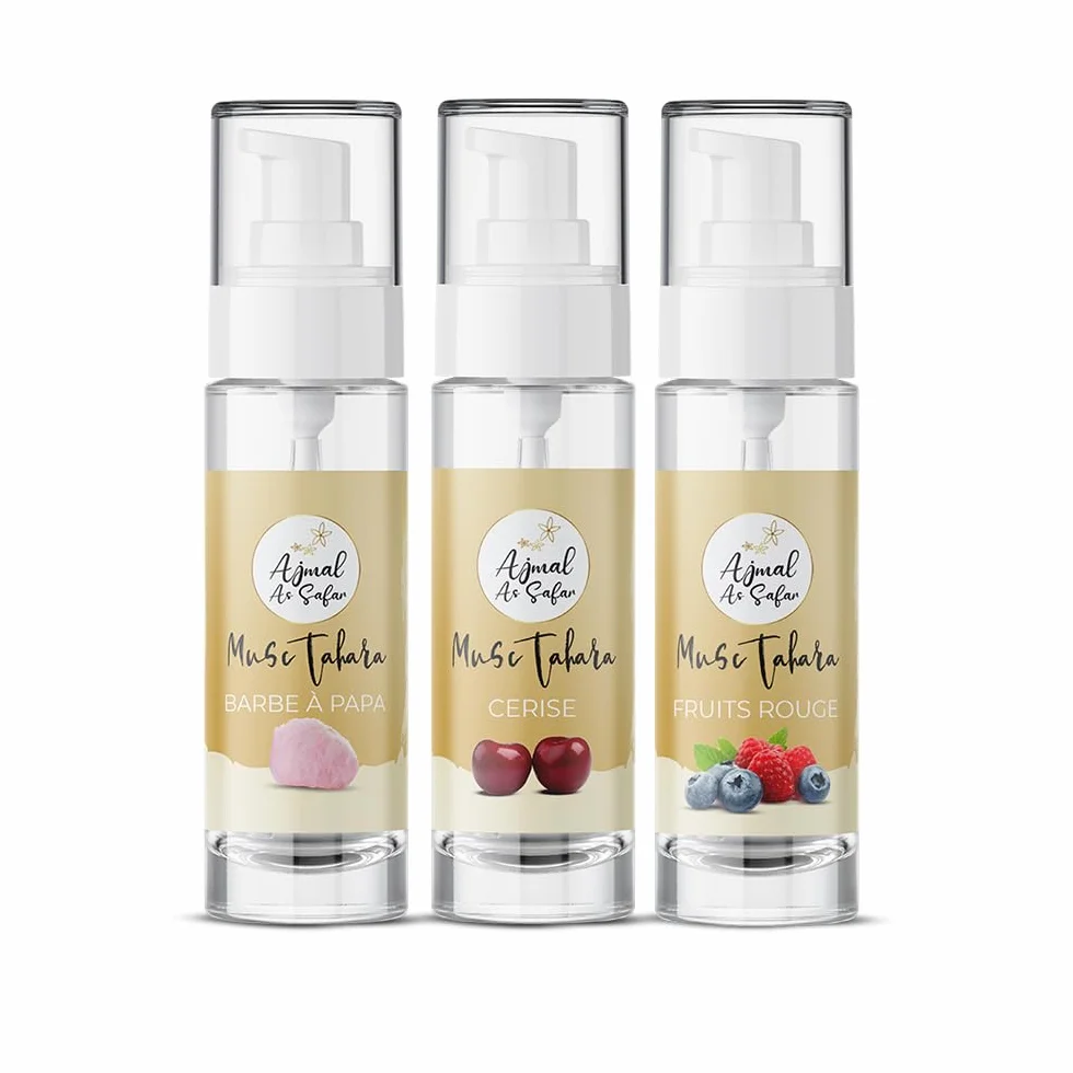 Musc Tahara Aromatizzato Pack Barba da Papà Ciliegia Frutti Rossi Ajmal As Safar® Set di 3 Muschio Bianco intimo 5 ml