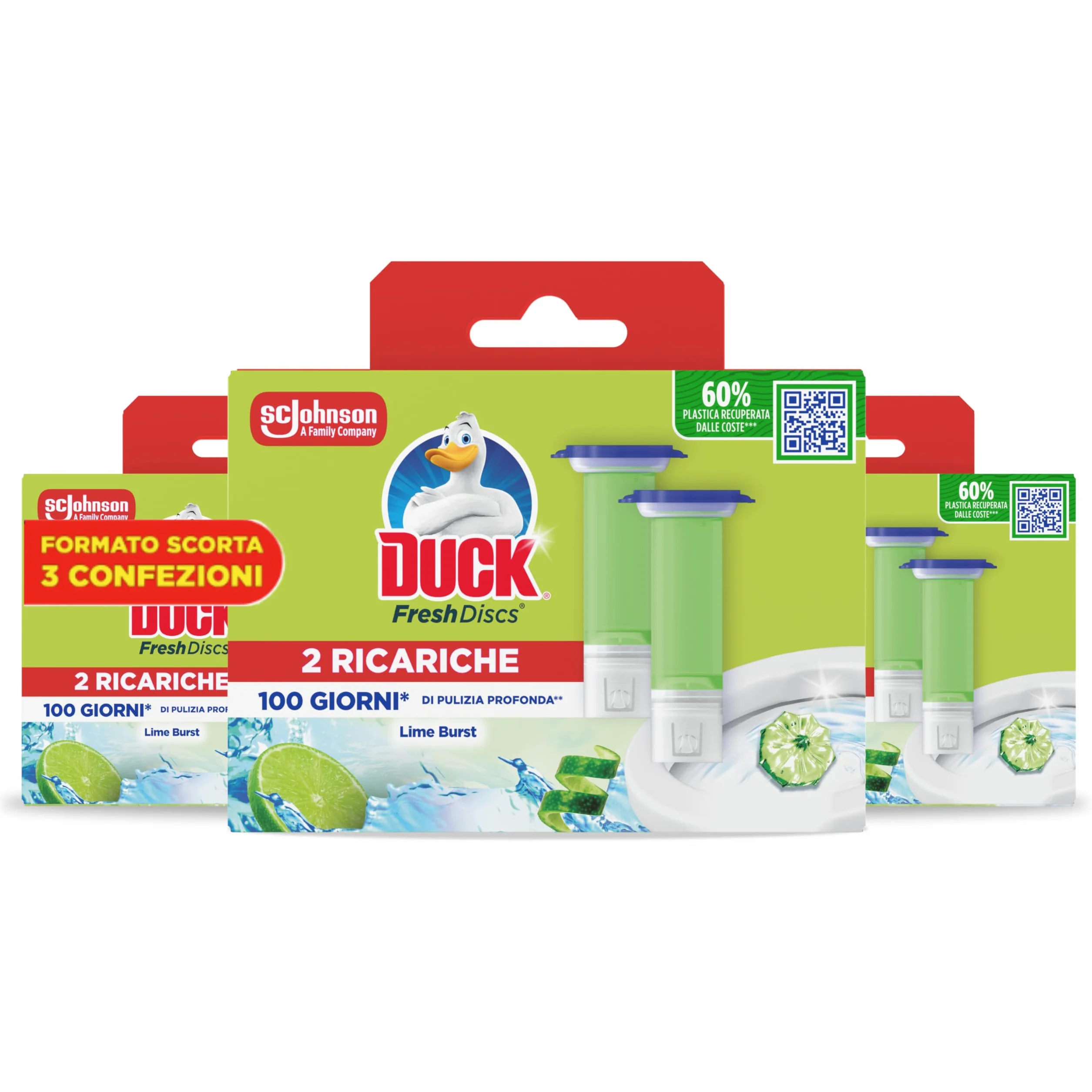 Duck Fresh Discs Dischi gel igienizzanti WC Fragranza Lime 6 Ricariche 36 Dischi