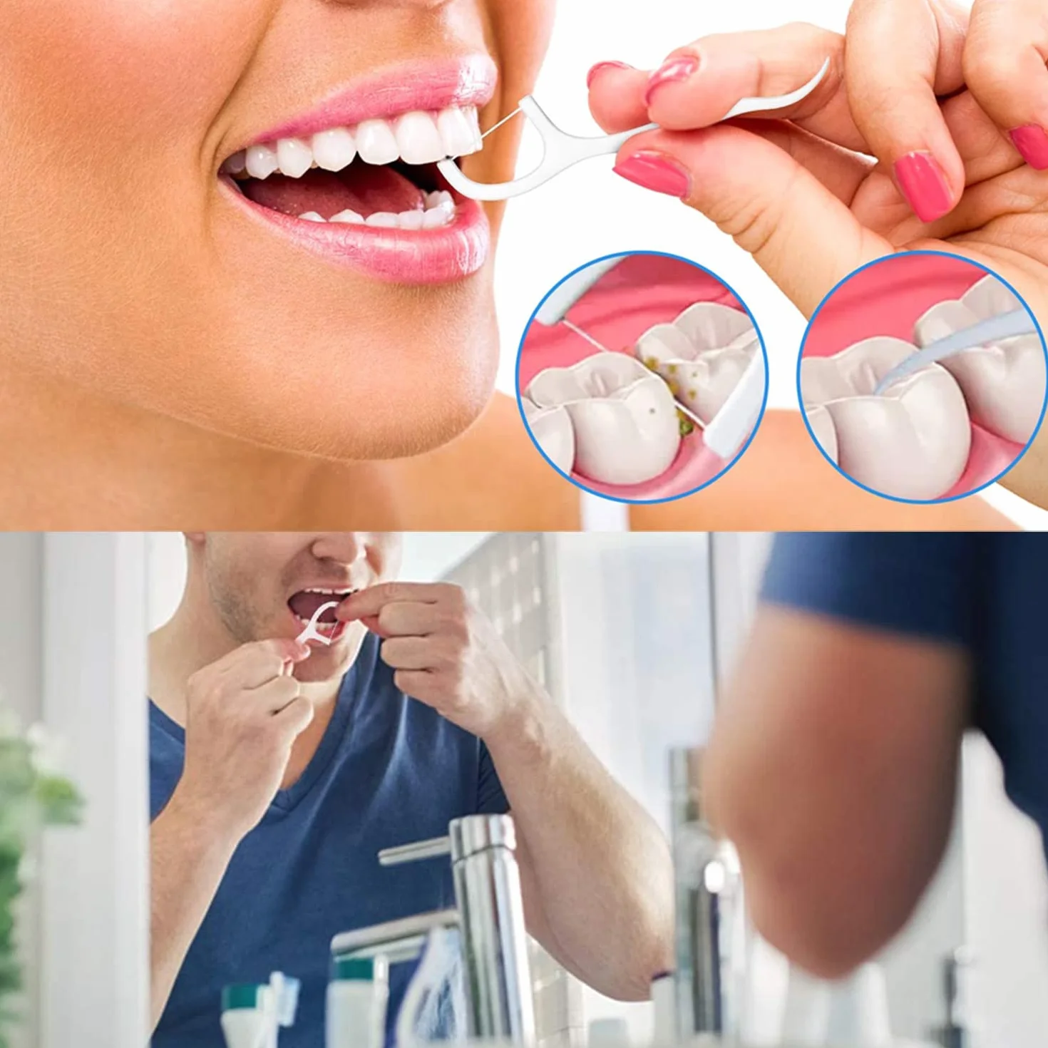 GeekerChip 100 Pezzi Filo Interdentale, Forcella, Plettri Igienico e Portatile, per Pulizia dei Denti, Perfetti per Famiglia, Hotel,Viaggi