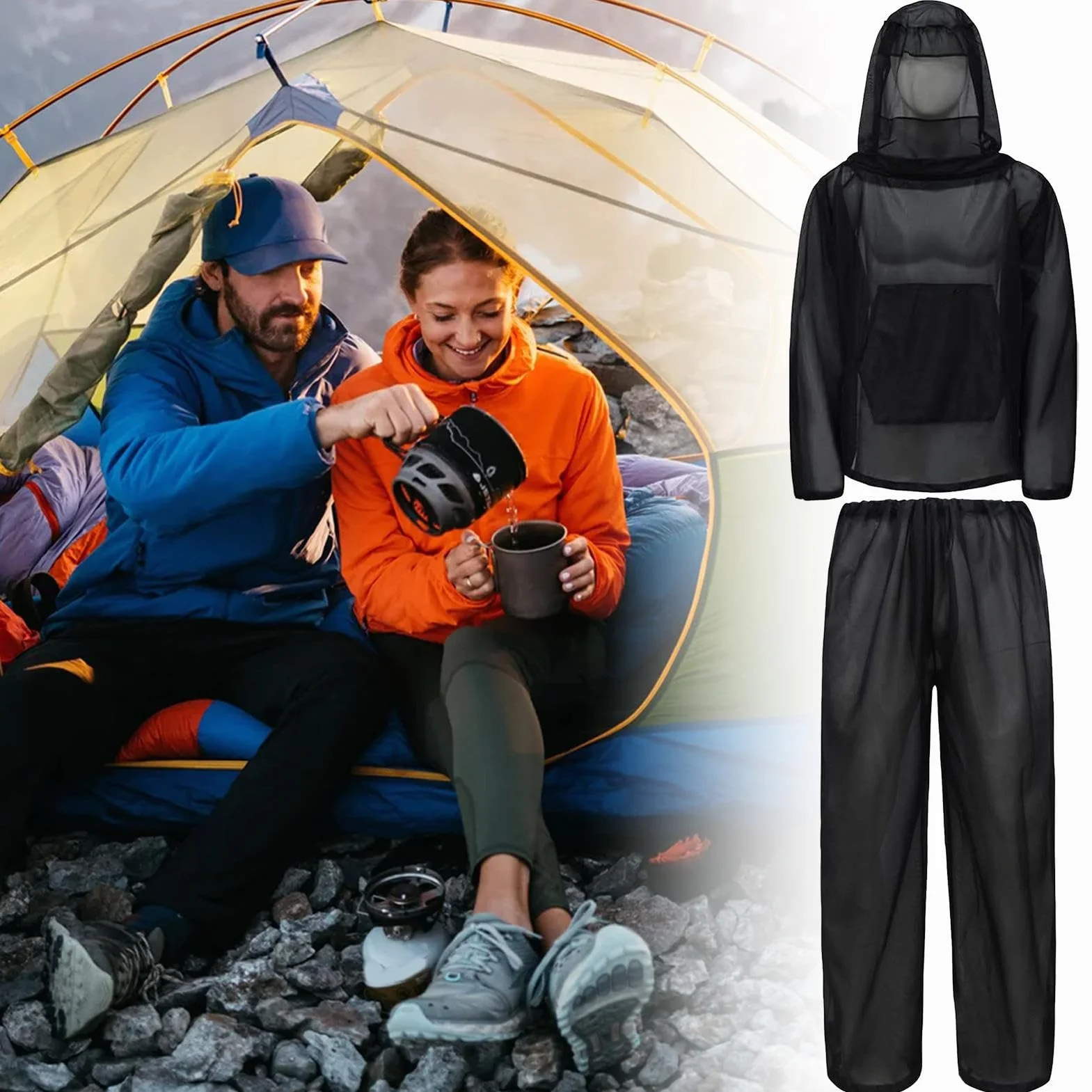 Abbigliamento Antimosche Tuta Completa Rete Antinsetti Protezione Camping Escursionismo Giardinaggio