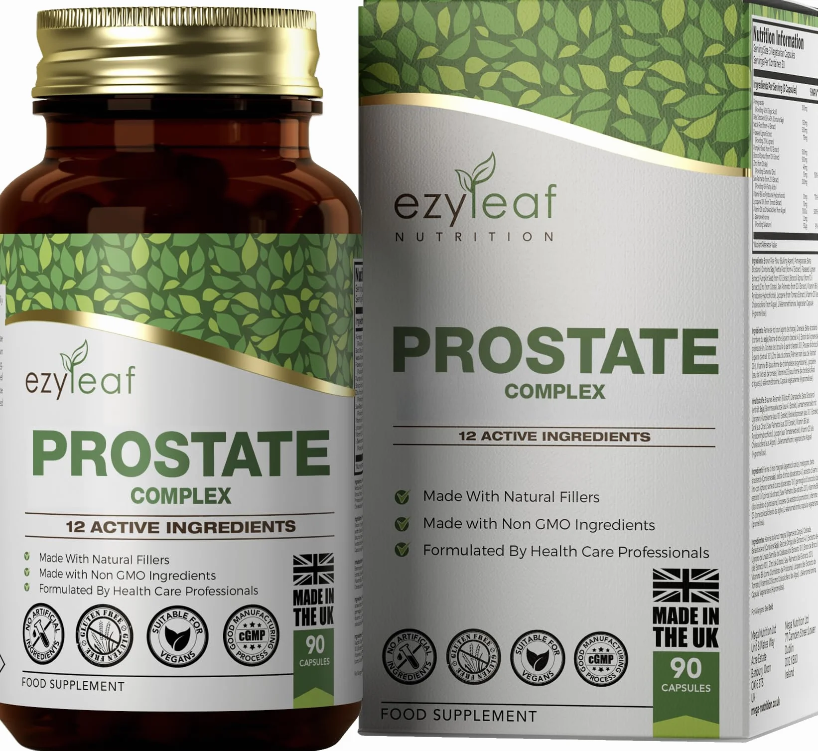Ezyleaf Prostata Formula Integratori Prostata Alta Potenza per Uomini 90 Capsule Ortica Beta Sitosterolo Zinco Semi di Zucca Boswellia Serrata