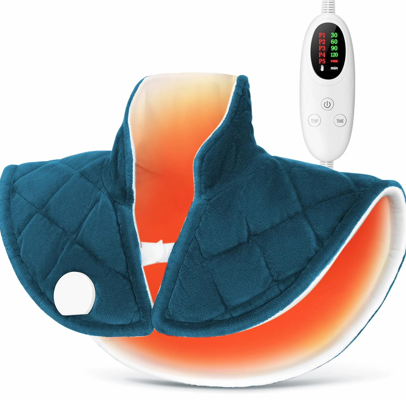 Termoforo Cervicale e Spalle, Riscaldamento Rapido, 5 Regolazioni della Temperatura, Lavabile in Lavatrice, Spegnimento Automatico