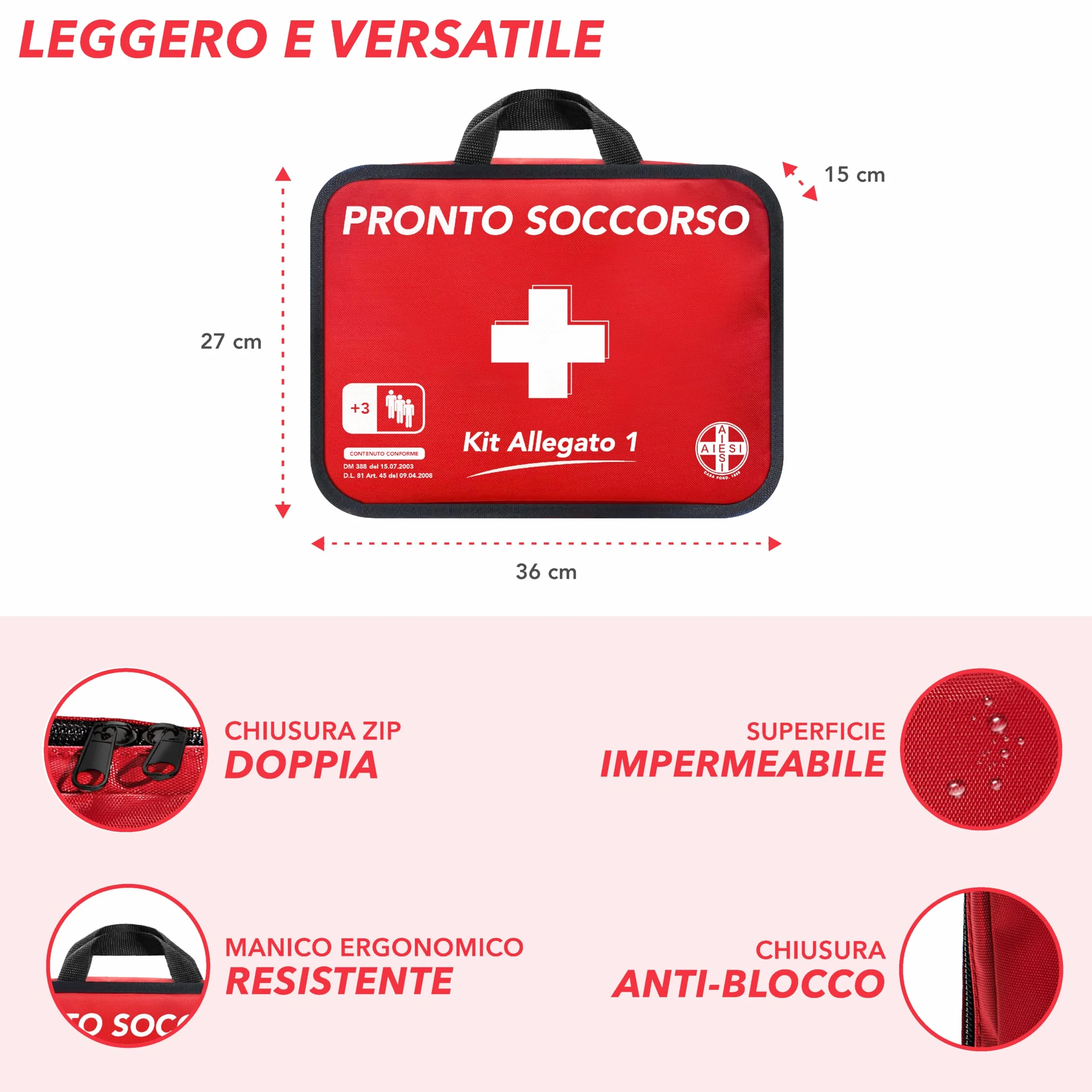 AIESI Cassetta medica di pronto soccorso Borsa con sfigmomanometro DM388 DL81