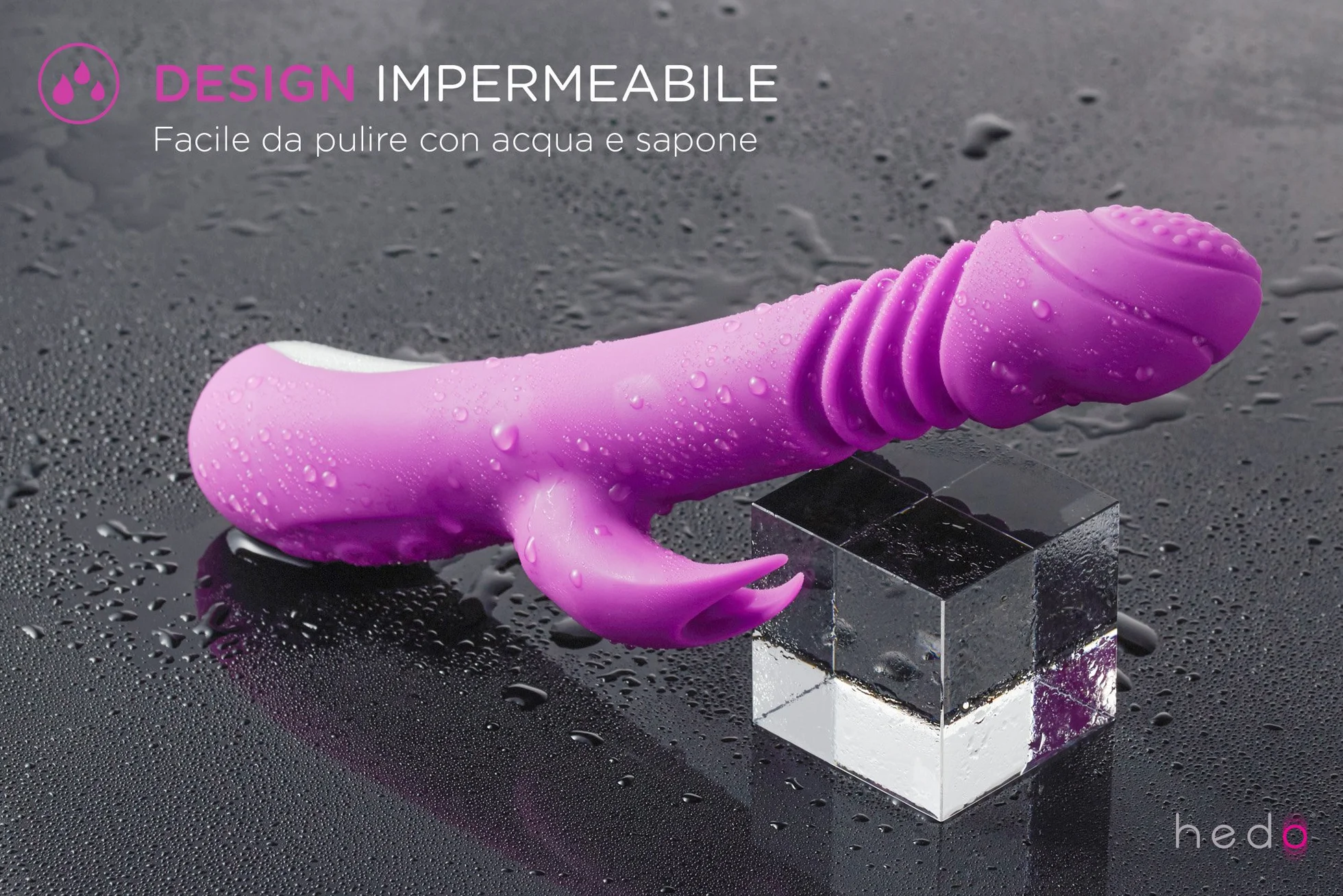 HEDO M6 | Vibratore sessuale rotante con funzione calore | Stimolatore clitorideo e punto G | Dildo vibrante | Massaggiatore rabbit | Vibratorepunto | Silicone medico privo di PVC e ftalati