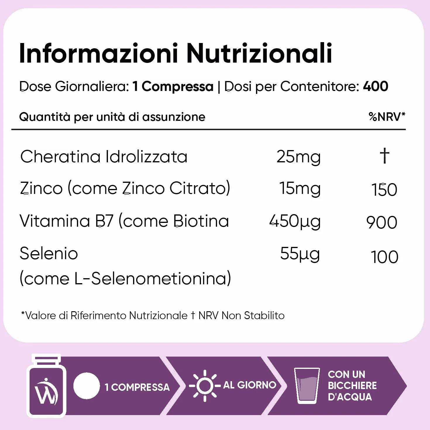 Biotina Capelli 450μg, Cheratina e Zinco, 400 Microcompresse Vegane, Integratori per Capelli