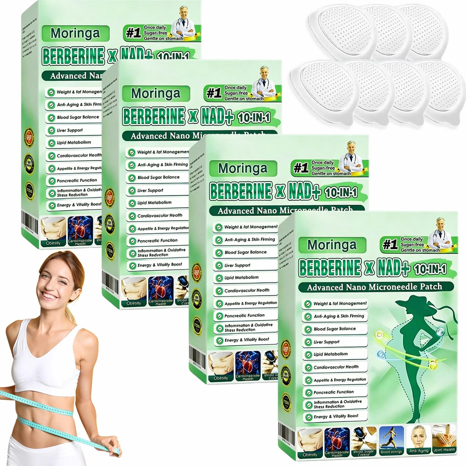 28 Pezzi 10-in-1 Cerotti Dimagranti Patch Moringa Berberina Cerotto Dimagrante Potente Cerotti Zero Pancia