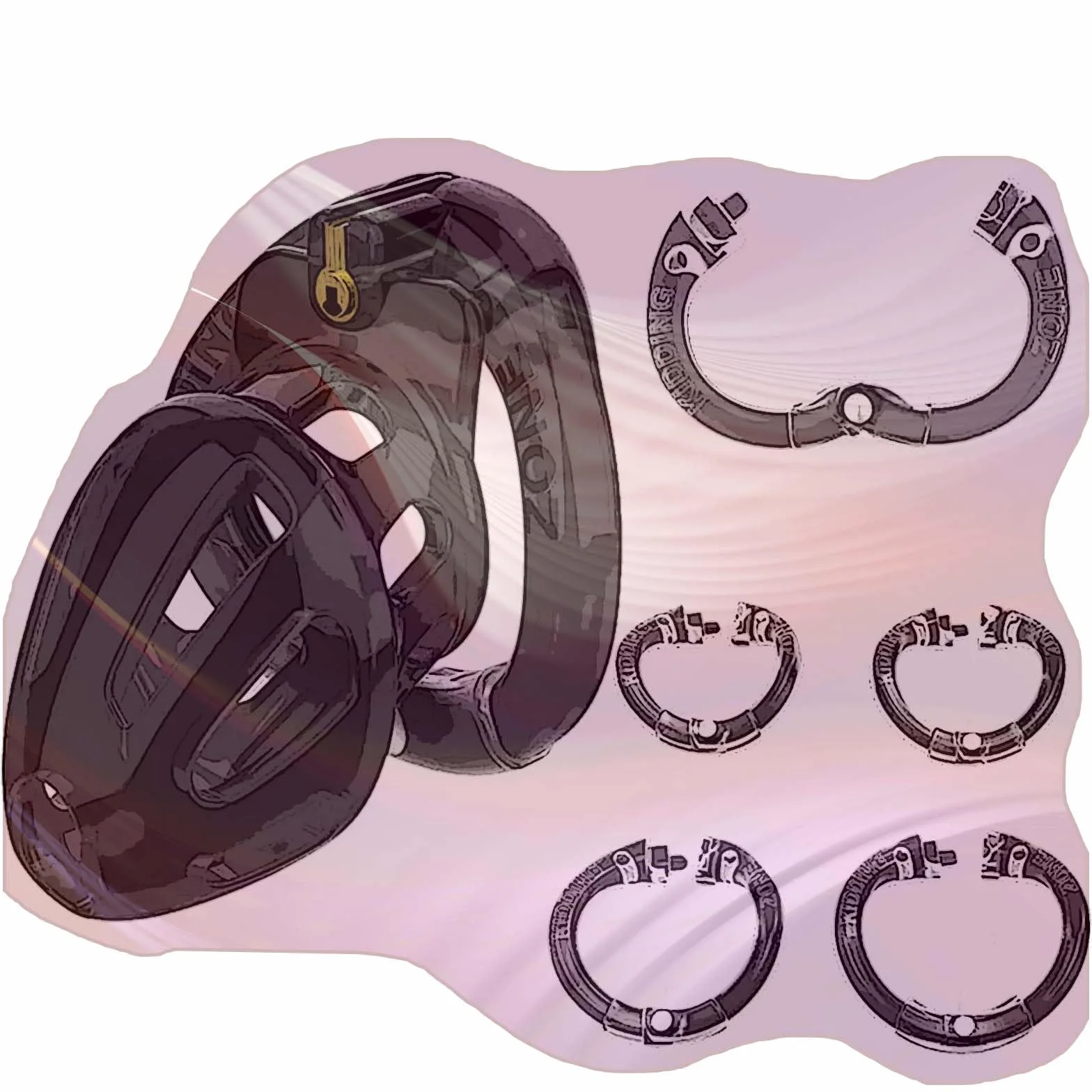 Accessori di protezione per gabbia fitness maschile, design ad anello aperto con 4 anelli, blocco invisibile - Nero