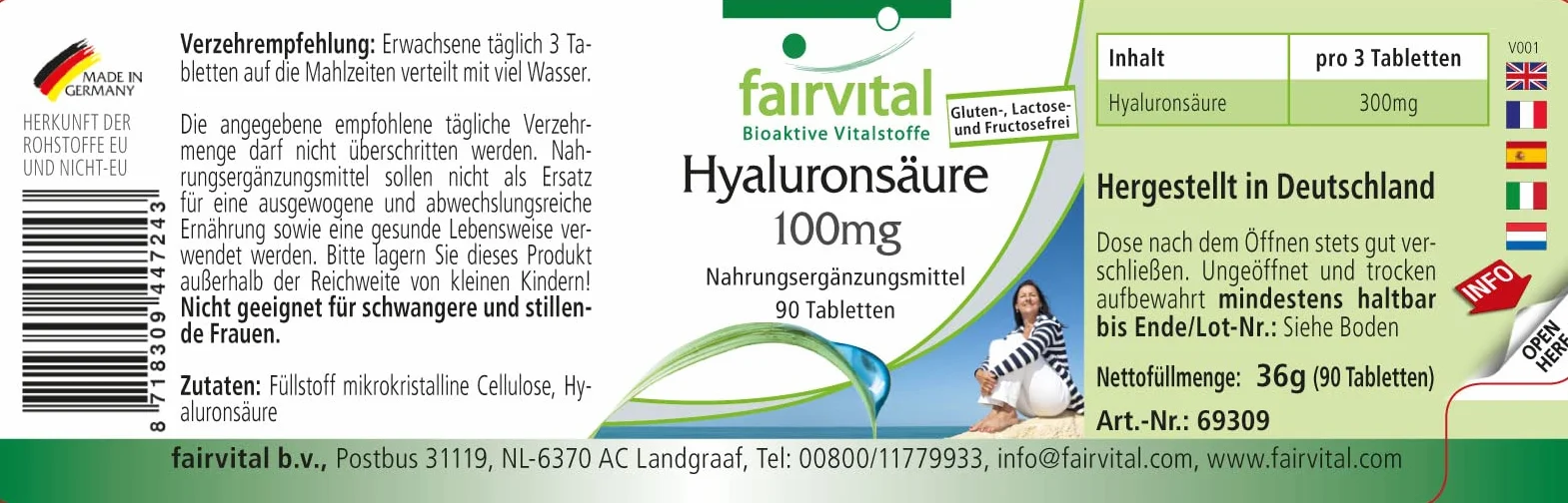 Fairvital Acido Ialuronico 100 mg 90 Compresse Vegano