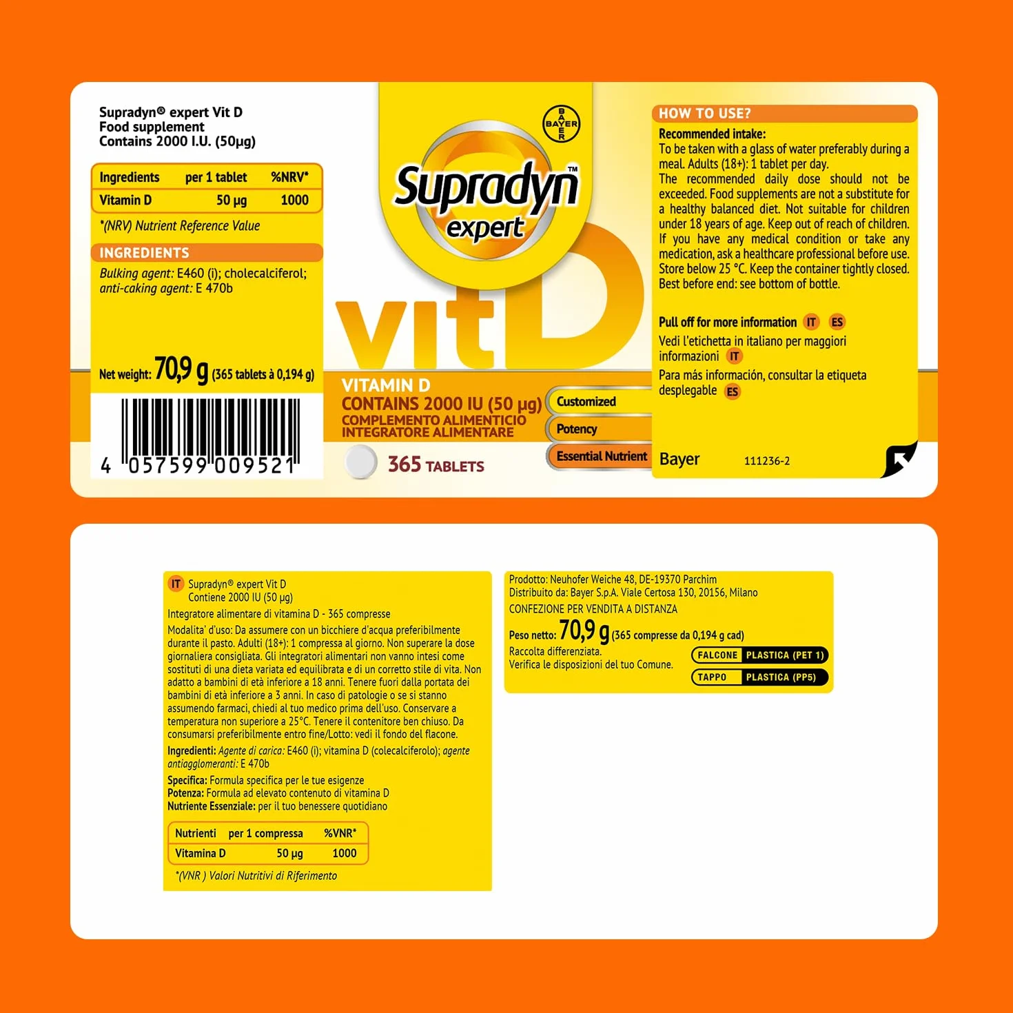 Supradyn Expert Vitamina D3 2000 UI (50 μg) - 365 compresse per 1 anno - Integratore di vitamina D ad alto dosaggio - Supporto per ossa, muscoli, denti e sistema immunitario - Vegetariano