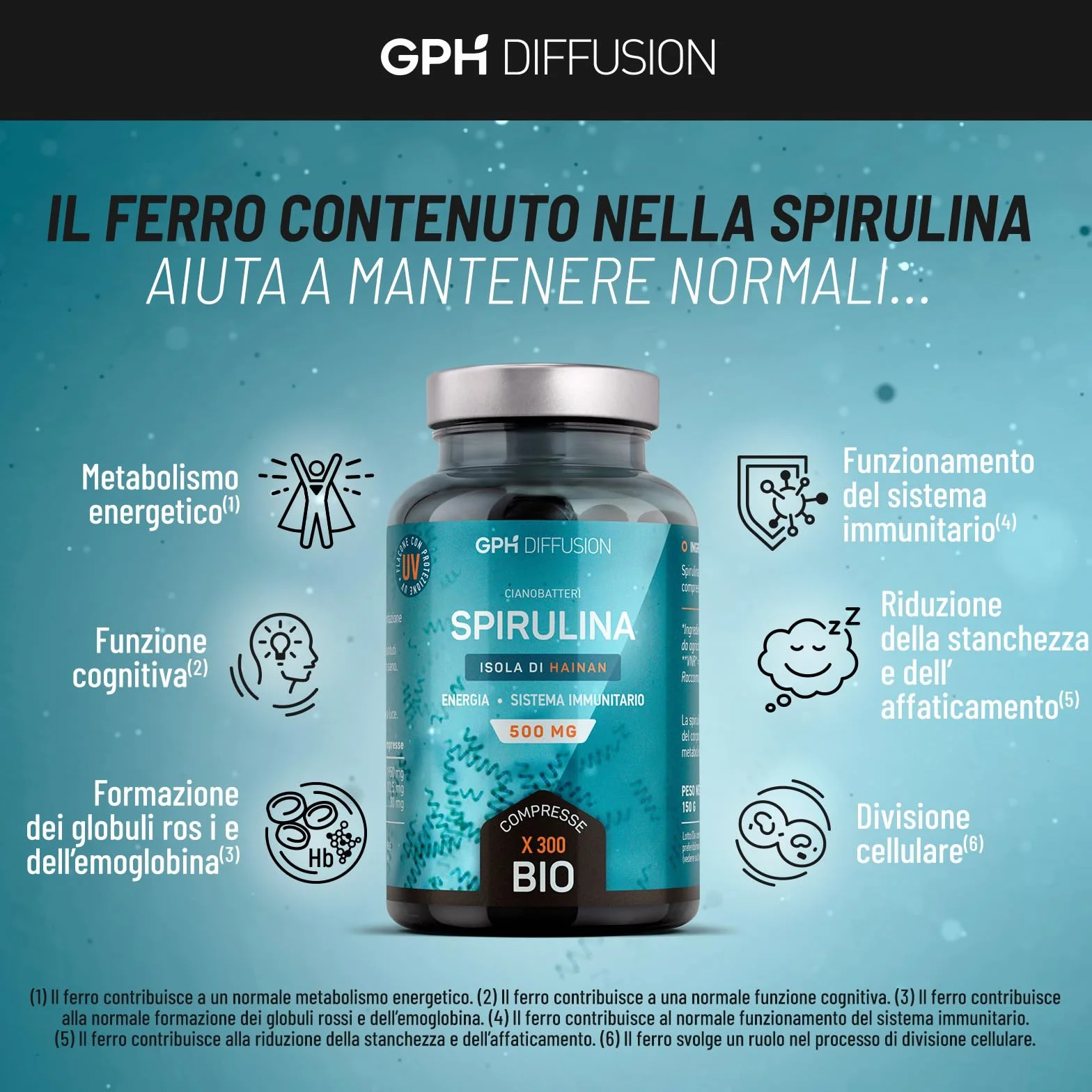 GPH Diffusion Spirulina Biologica 500mg 1000 compresse