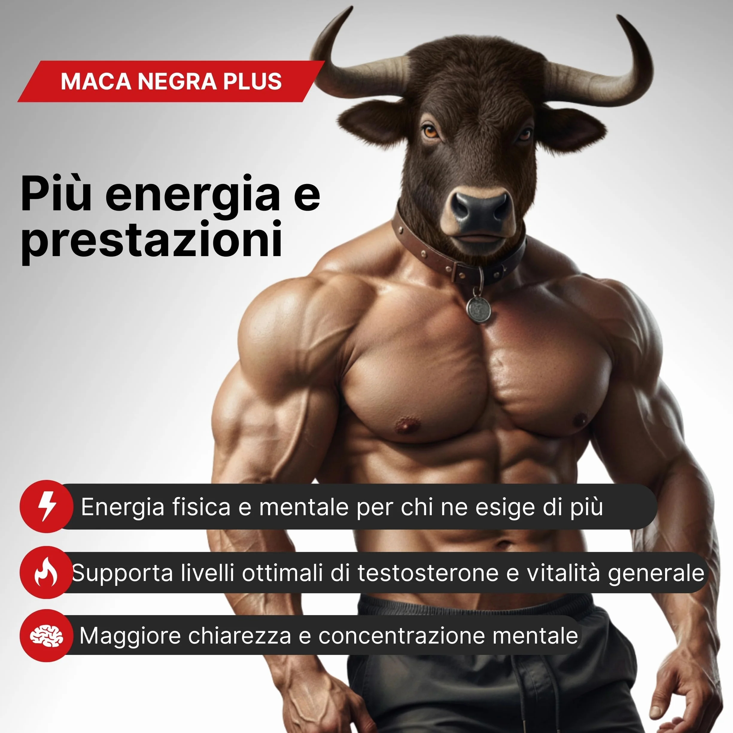 Maca Peruviana Plus – Maca Nera 45.000 mg Equivalenti (100:1), Arginina, Taurina, Vitamina B6 – Testosterone Uomo – 180 Capsule – Vegano, Senza Glutine né Lattosio – Pre workout, Energia e Muscoli
