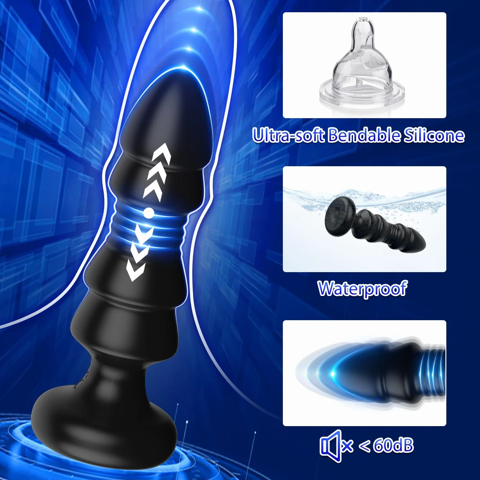 Giocattoli sessuali anali con spinte - Giocattoli anali con APP, telecomando, vibratore per punto G, palline anali con 12 massaggiatori prostatici vibranti e a spinta