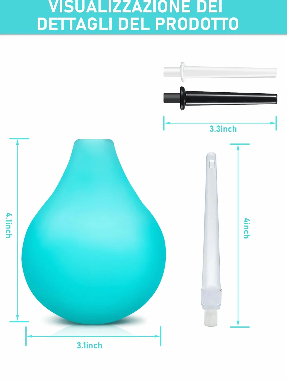 Clistere per pulizia ano anale - Peretta per Clistere Adulti Per Doccia Anale Lavanda Vaginale,per Donne Uomini Kit di Bulbi per Clistere con 3 Ugelli 224ml