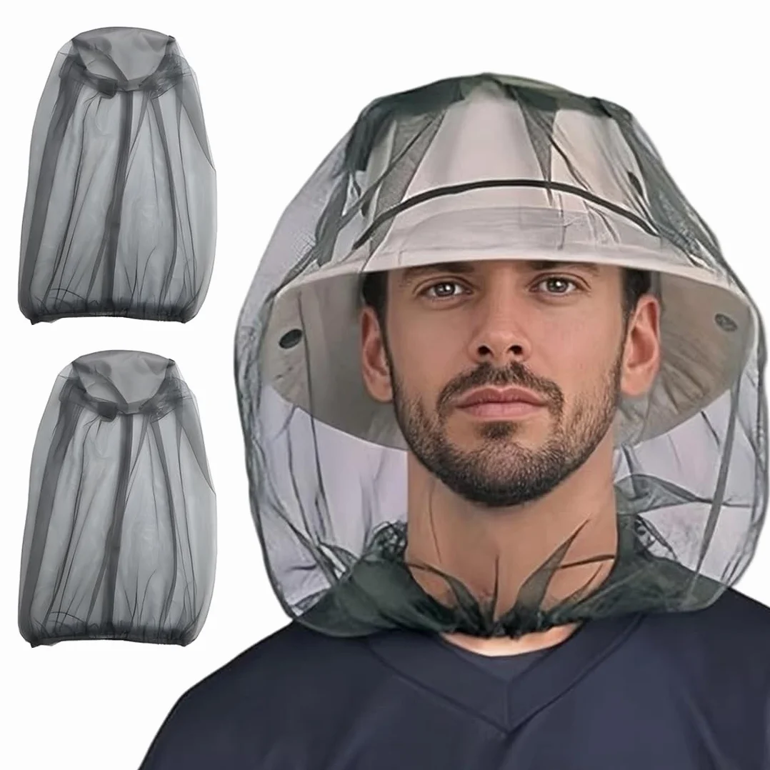 Zanzariera da Testa Traspirante per Insetti, Protezione Viso per Pesca Giardinaggio Outdoor Uomo Donna