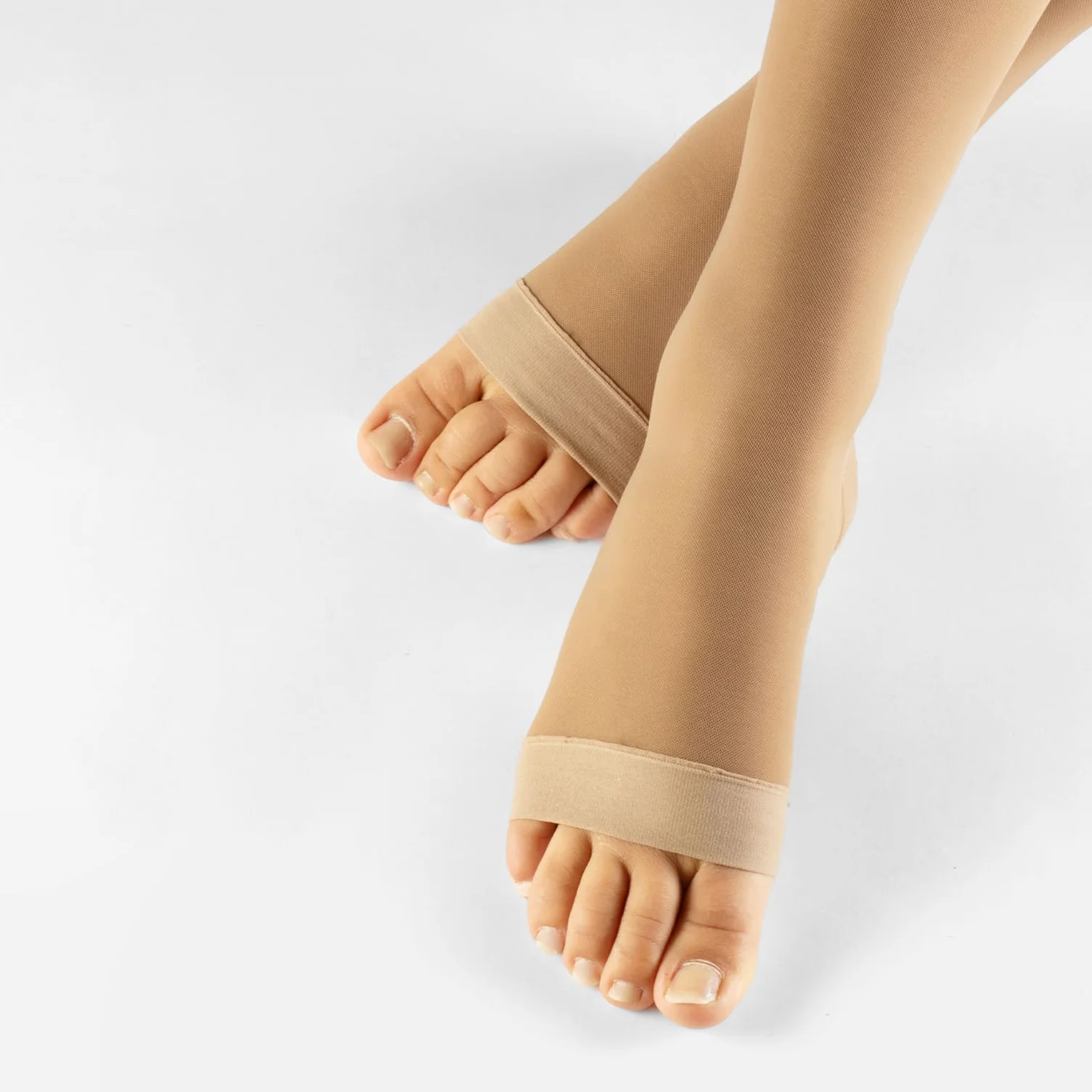 CALZITALY Gambaletti Compressione Graduata Forte 140 DEN 15/21mm/Hg Punta Aperta Beige S/M