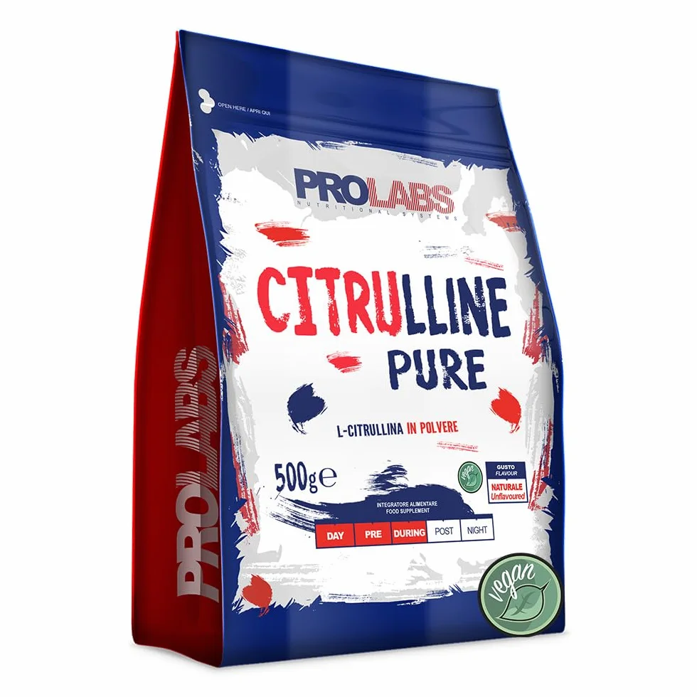 PROLABS – Citrullina PURE in Polvere 100% Pura e Vegan, L-Citrullina 3500mg x Porzione (1 Scoop), Amminoacido per Prestazioni, Forza e Resistenza - Aminoacidi Intra e Pre Workout (500gr, Gusto Neutro)