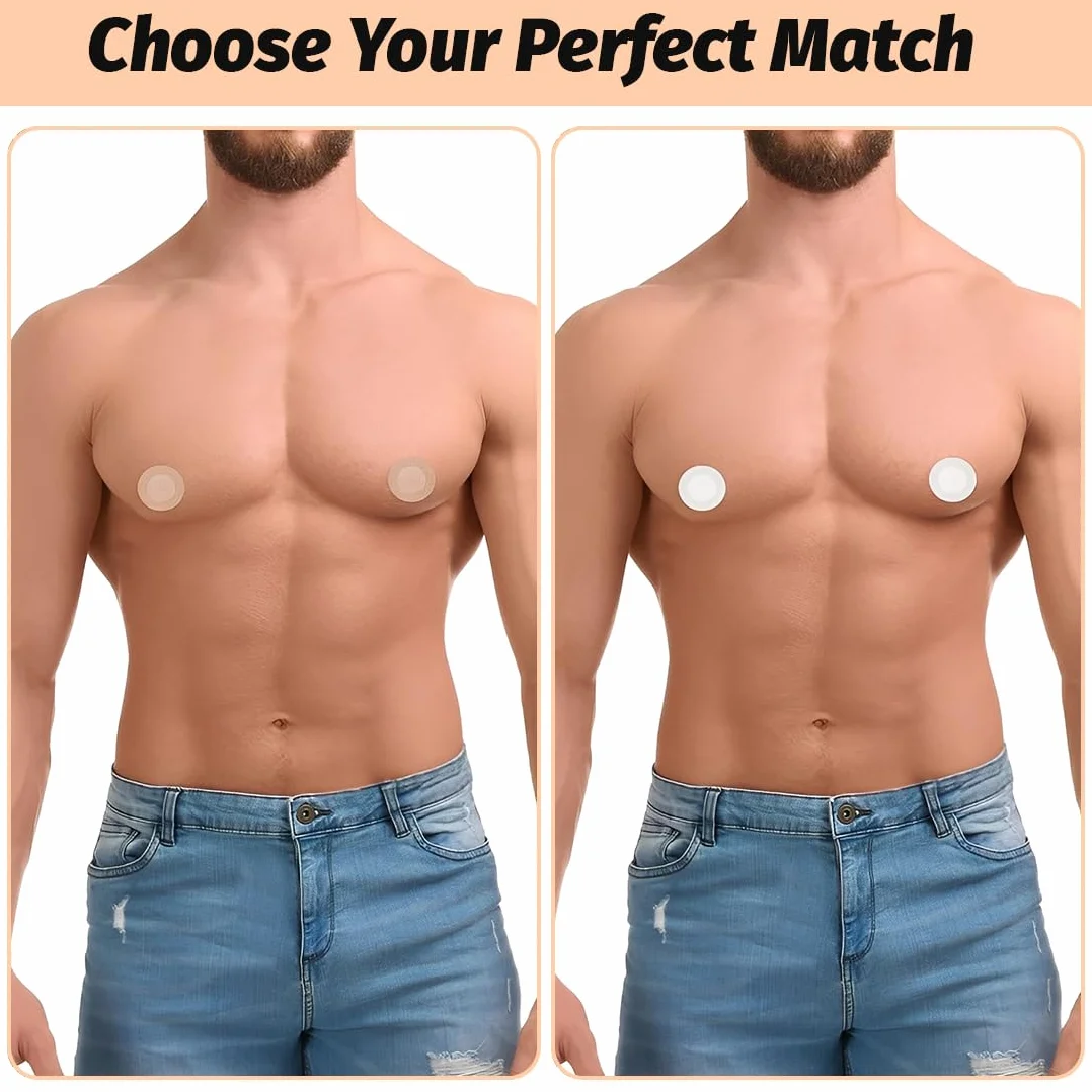 Copertine per capezzoli da Uomo, 100 Pezzi (50Pairs) Copricapezzoli per Uomo, Copri Capezzoli Adesivi, Anti-Sudore, Anti-Chafing, Invisibile e Confortevole per Corsa, Sport, Uso Quotidiano