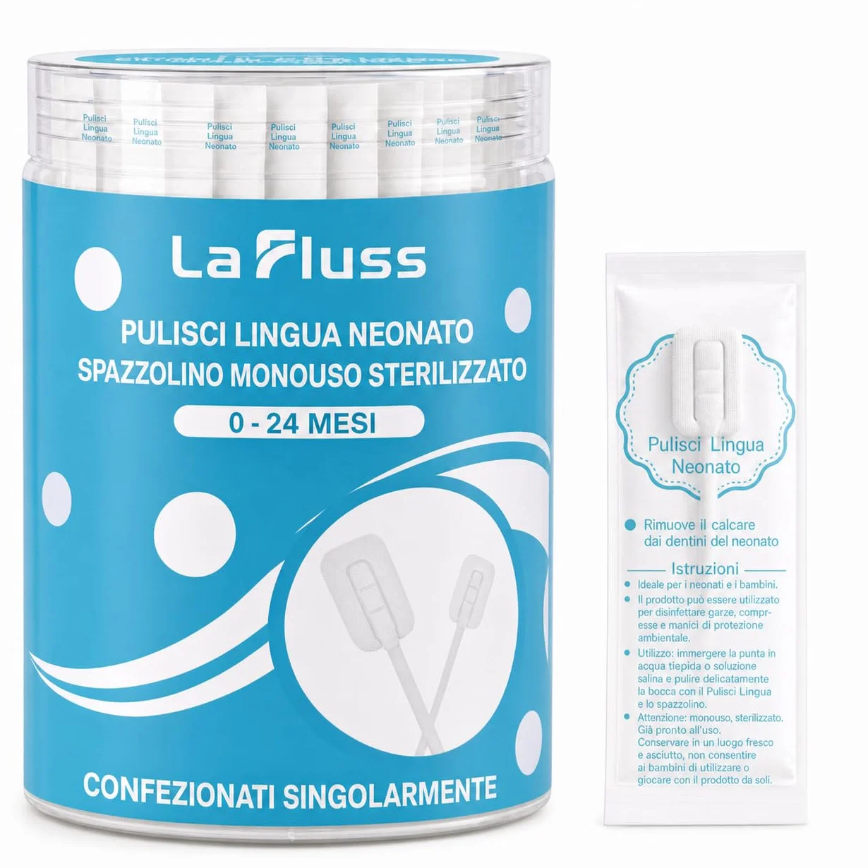 30 Pezzi Spazzolino Monouso Sterilizzati per Bambini e Neonati Pulizia lingua denti e gengive impacchettati singolarmente bastoncini pulizia cavo orale
