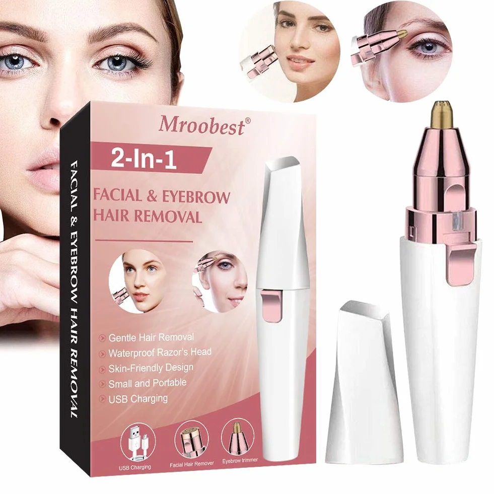 Epilatore Sopracciglia Donna Lady Shaver USB Ricaricabile 2 in 1