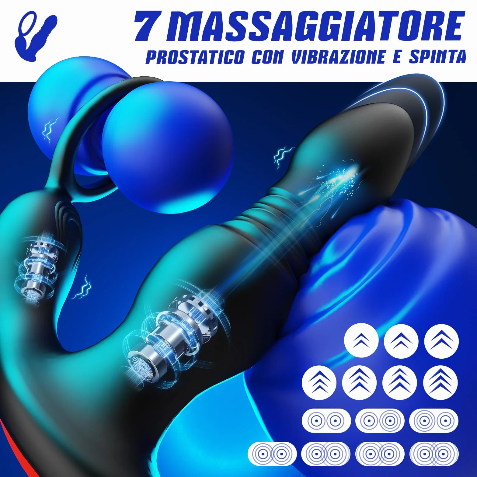 Prostata Vibratore Anale Plug 3 in1 per Uomo Sex Toys con 7 Modalità