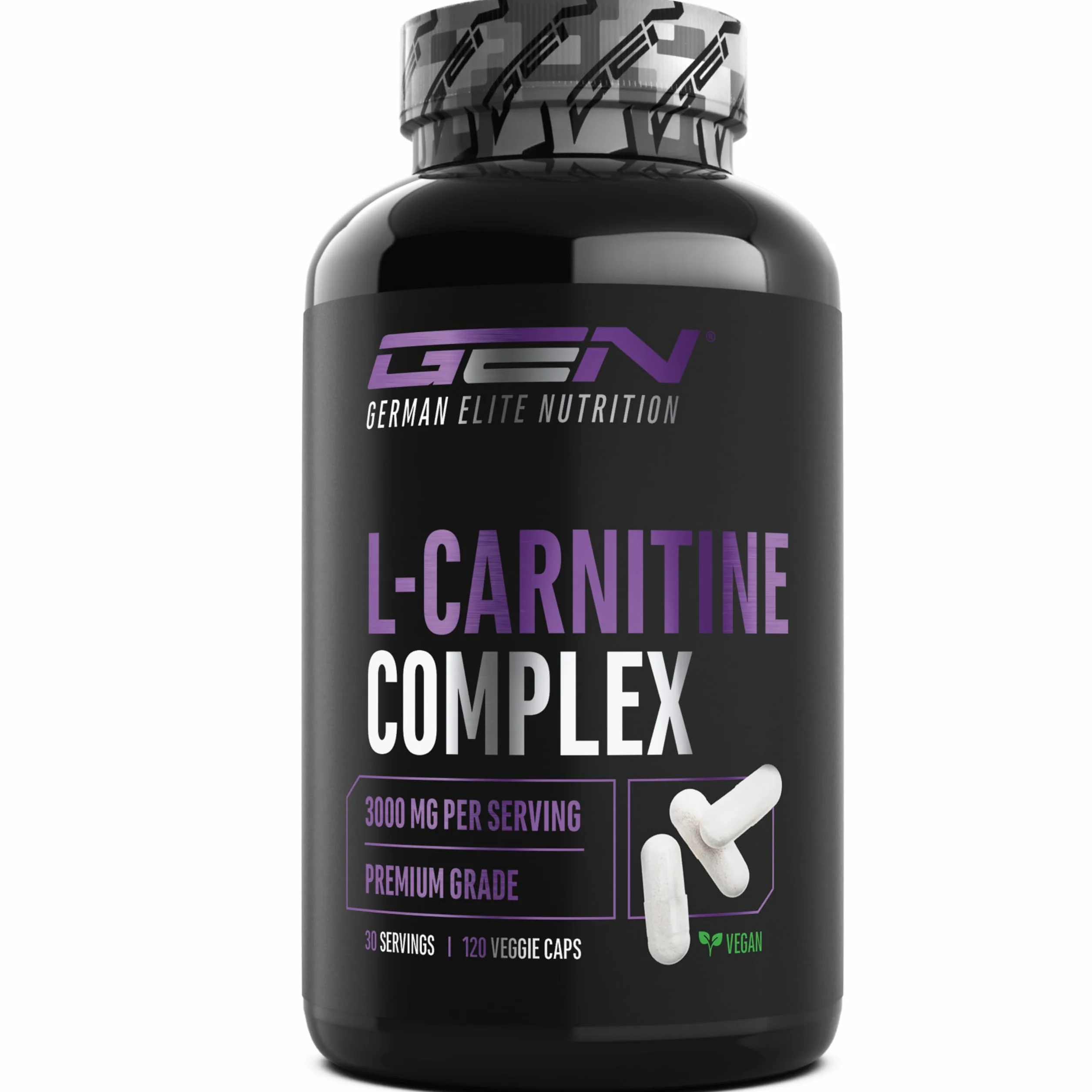 L-Carnitina Triplo Complesso 3000 mg per porzione giornaliera 120 capsule ad alto dosaggio vegano formula premium