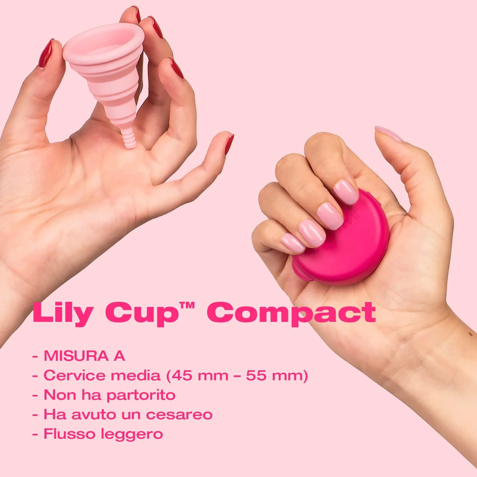 Intimina Lily Cup Compact misura Size A - Piccola Coppetta Mestruale Morbida con Design Compatto Flat-fold, Coppa Mestruale Compatta, Coppette Mestruali