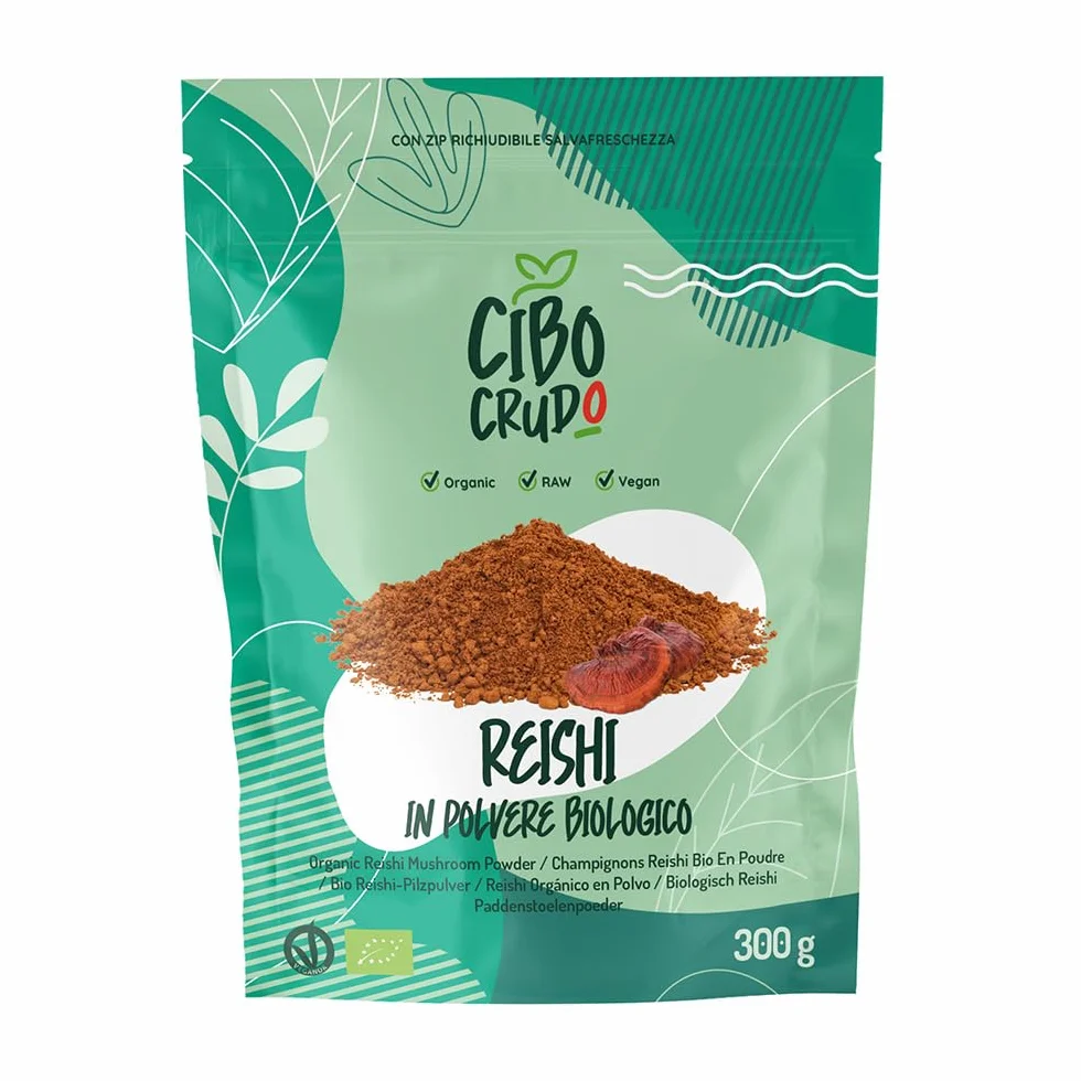 Reishi Ganoderma Lucidum Puro e Bio in Polvere - 300g. Fungo Reishi Biologico Essiccato al Sole e Macinato a Basse Temperature. Funghi medicinali Fonte di Antiossidanti, Fungo Cinese Reishi