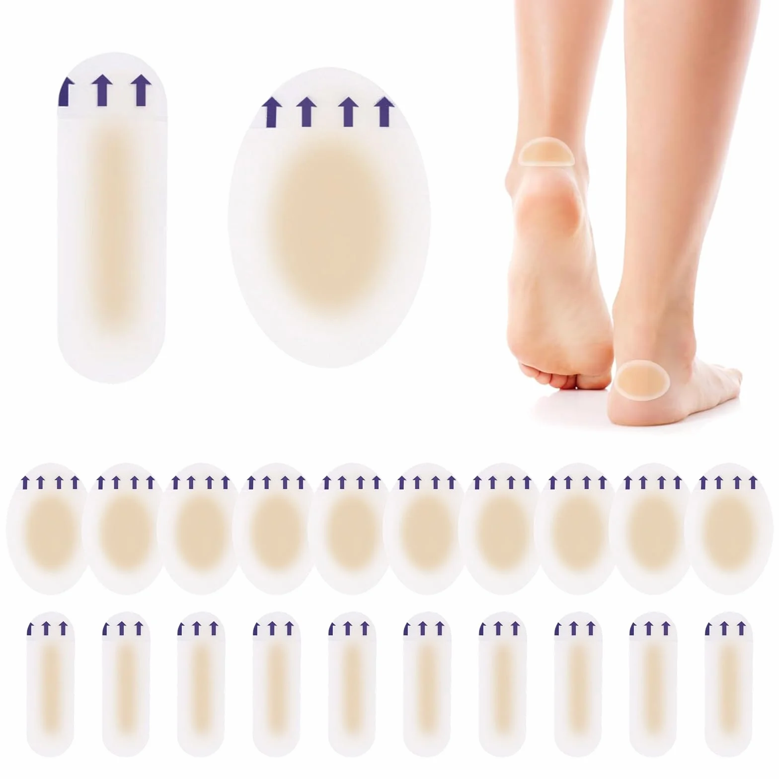 Cerotti per Vesciche Piedi in Gel Idrocolloide, 2 Forme Diverse, Protezione Talloni