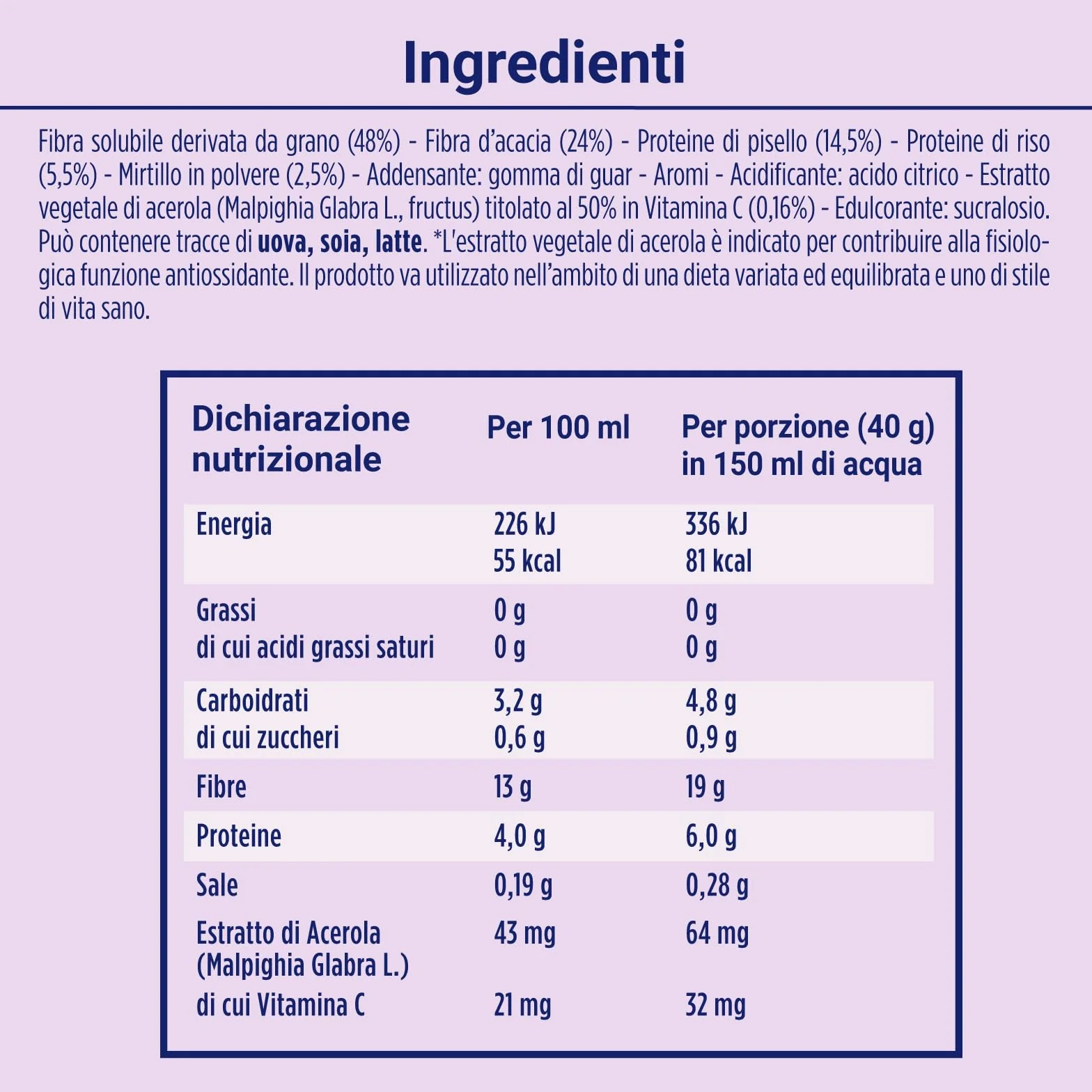 Enervit Protein, Smoothie al Mirtillo, 30% di Proteine, Senza Zuccheri Aggiunti, Per una Pausa Fresca e Proteica, Senza Grassi, 1 Smoothie = 81 kcal, Gusto Mirtillo, VeganOK, Barattolo da 320g