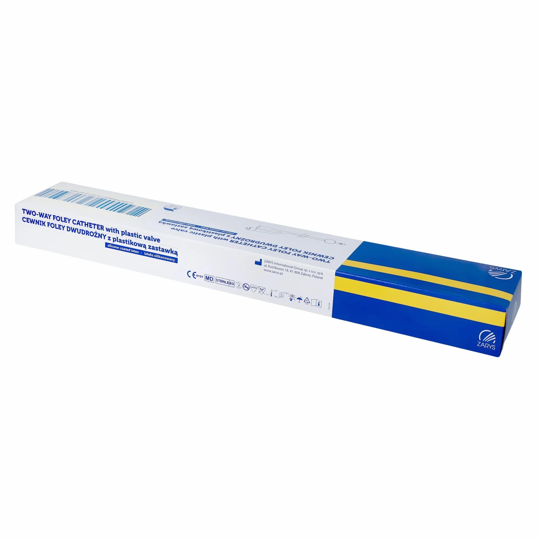 Sonda Foley a due vie con valvola in plastica CH 16 (lattice rivestito in silicone), sterile, senza ftalati, palloncino da 30 a 50 ml
