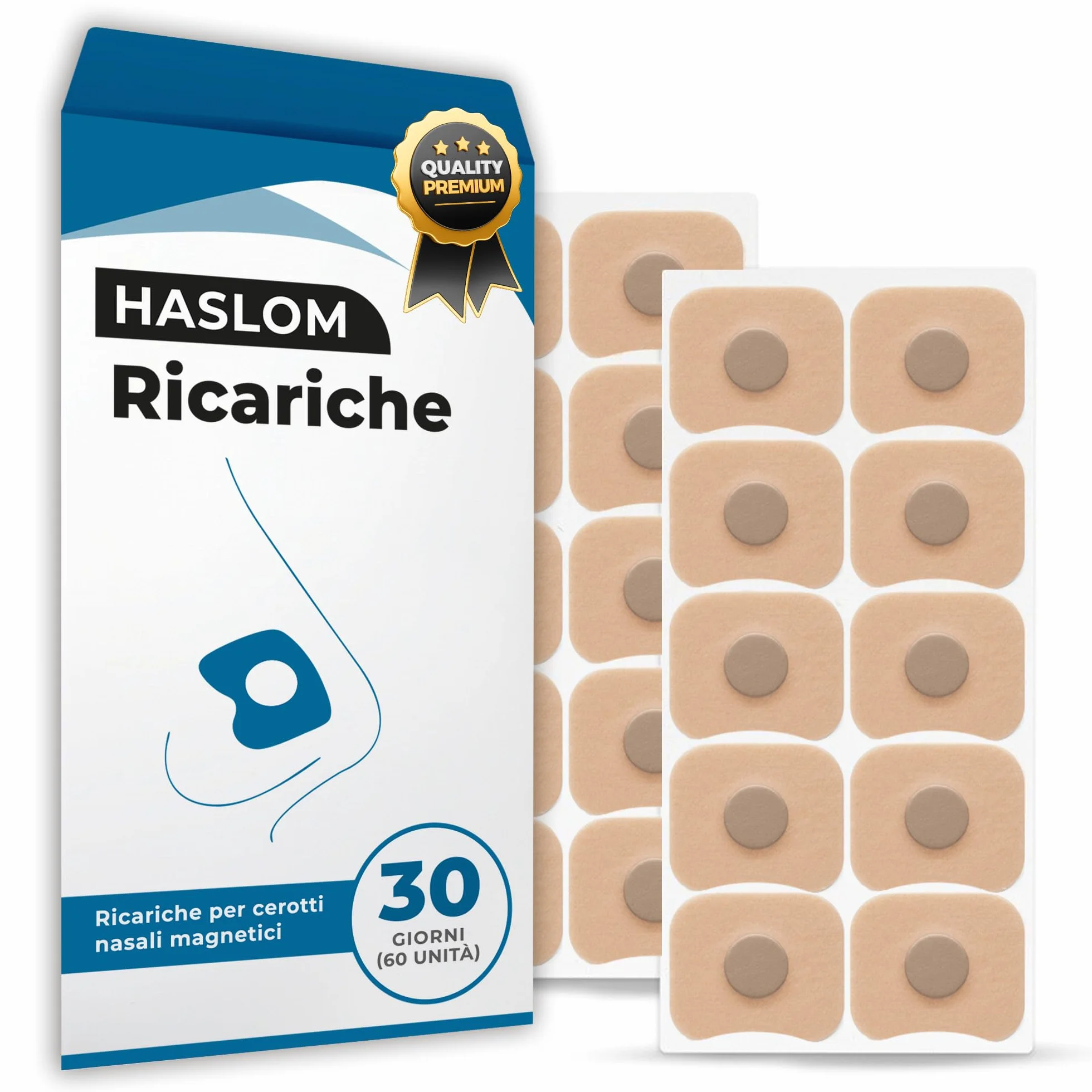 HASLOM Cerotti Nasali Magnetici Ricariche 60 Pezzi 30 Giorni