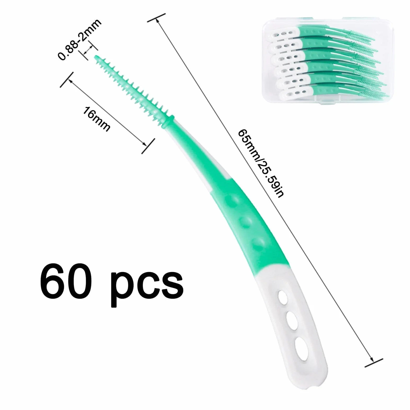 60 Pezzi Scovolini Dentali 65 cm, Spazzolino Interdentale, Igiene Orale