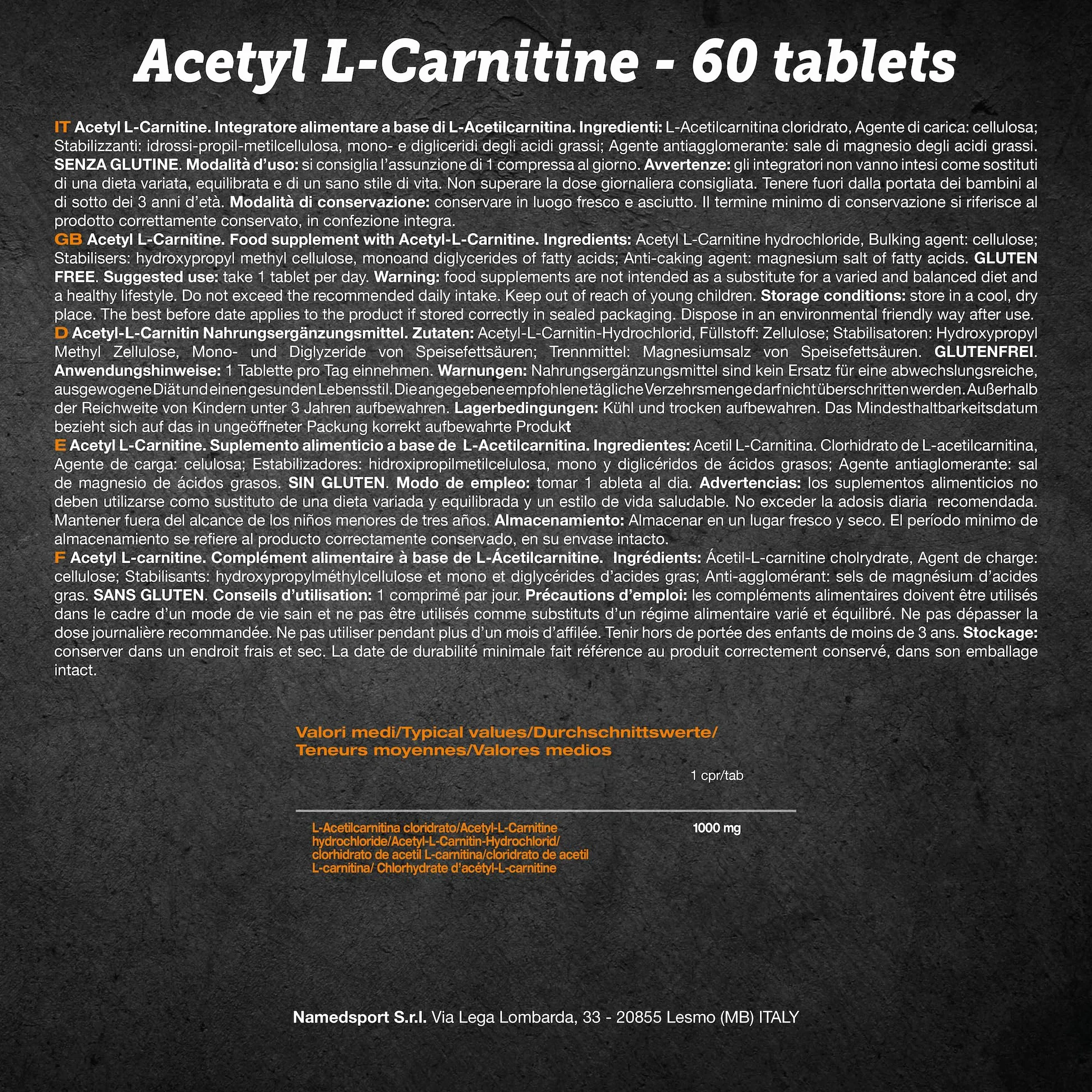 NAMEDSPORT SUPERFOOD Acetil L-Carnitina Compresse 60 Cpr 86 g