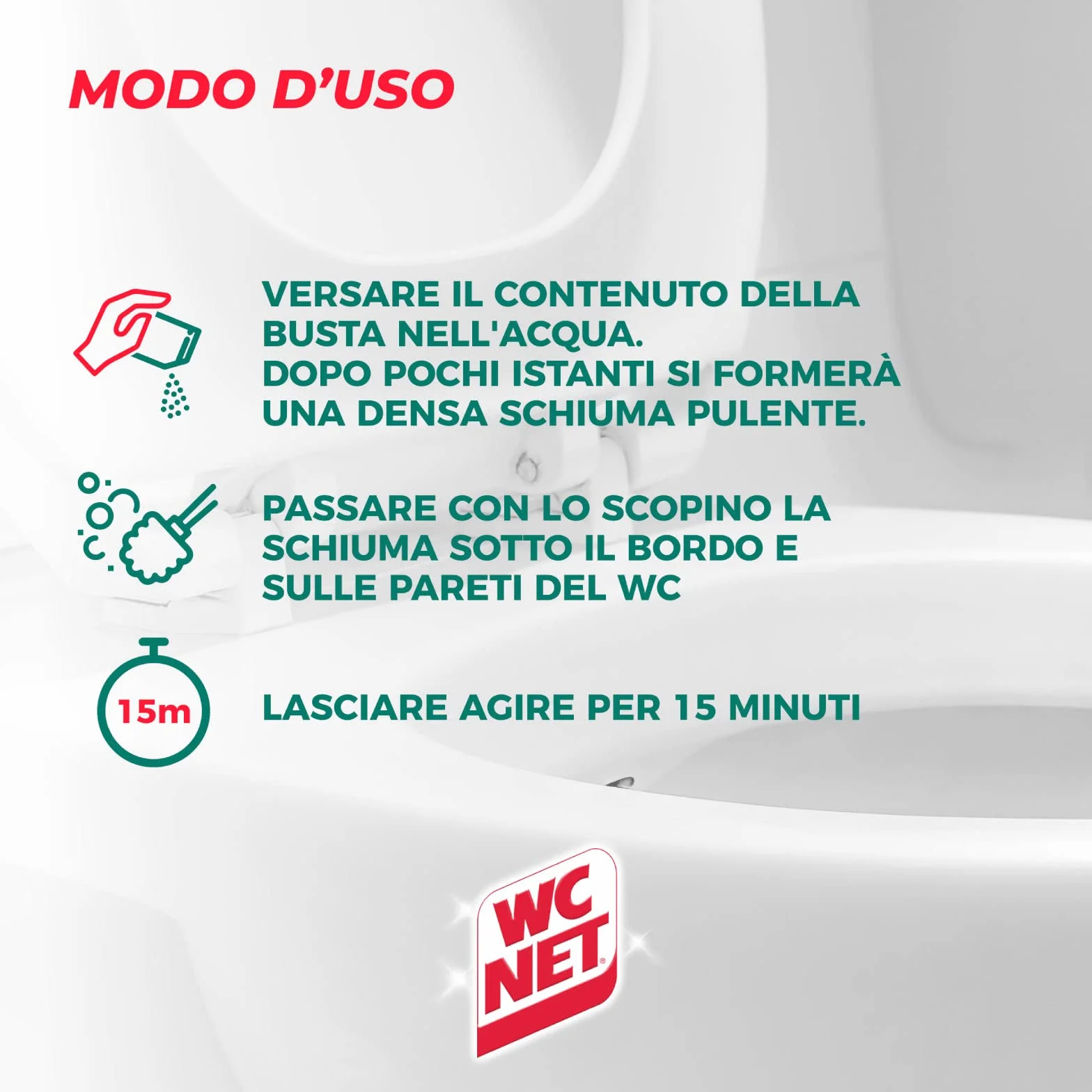 Wc Net - Energy con Candeggina, Detergente Igienizzante in Polvere per WC, Schiuma Autopulente con Azione Sbiancante, 4 Buste x 3 Confezioni