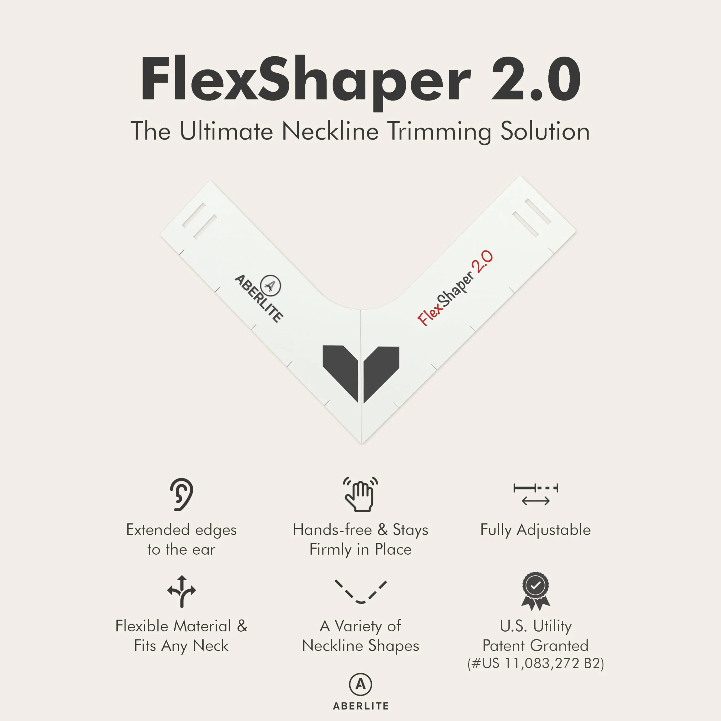 Aberlite Flex Shaper 2.0 modellatore per barba da uomo kit stencil allineamento bianco
